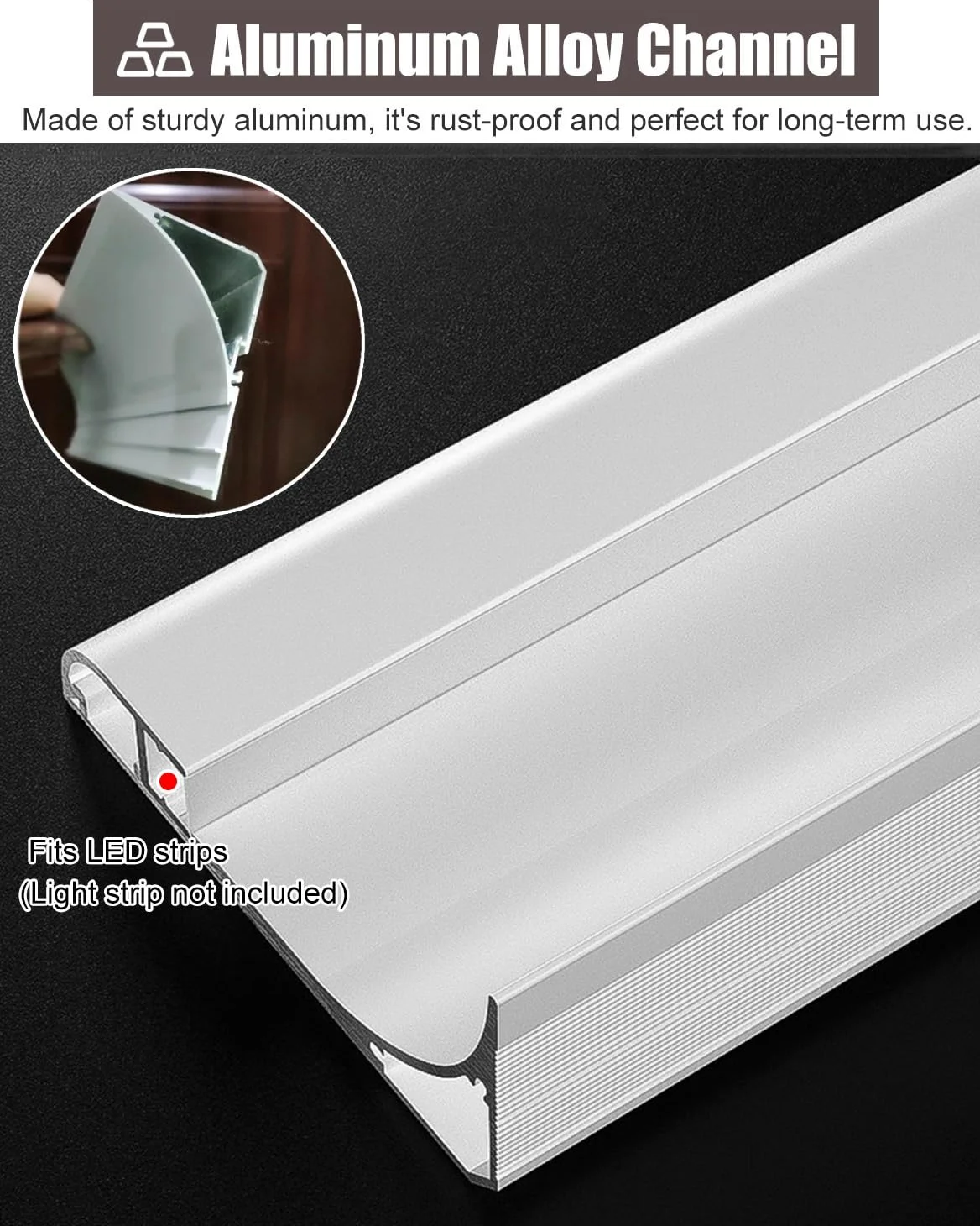 Dimensioni delle modanature per soffitti, Lunghezze Multiple del Rivestimento del Canale del diffusore LED con Modanatura a Corona del soffitto(19m (62.3ft))