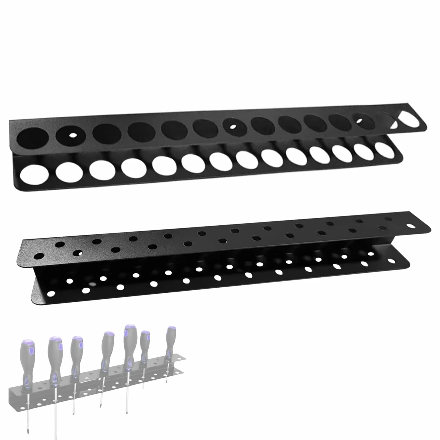 Set Porta Attrezzi da Parete 2 Pezzi, Porta Pinze e Cacciavite 40 cm, Acciaio al Carbonio, Nero