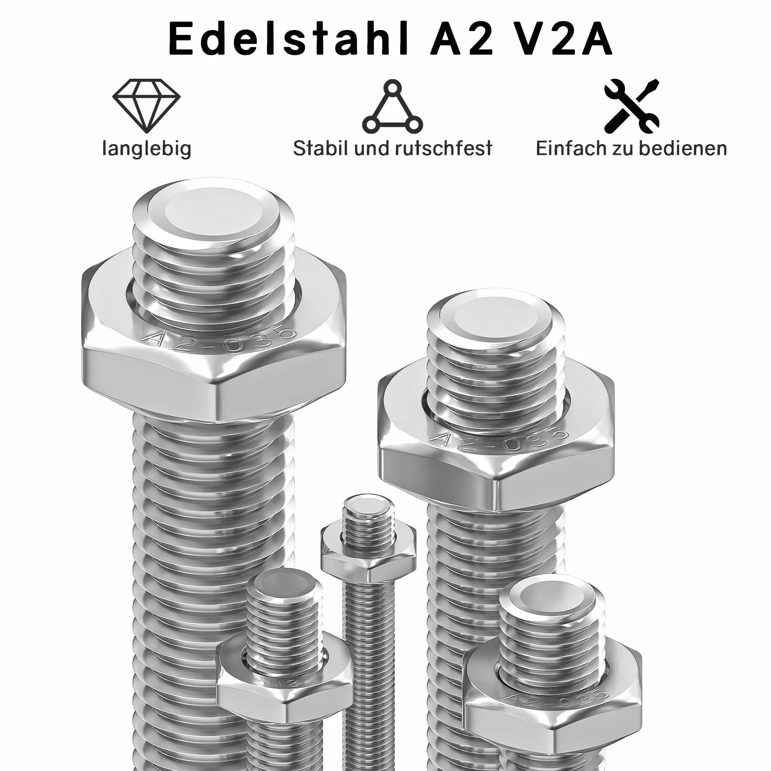 ORTAVA Dadi Esagonali M6 Bassi con Smusso 50 Pezzi DIN 439/ISO 4035 Acciaio Inox A2 V2A
