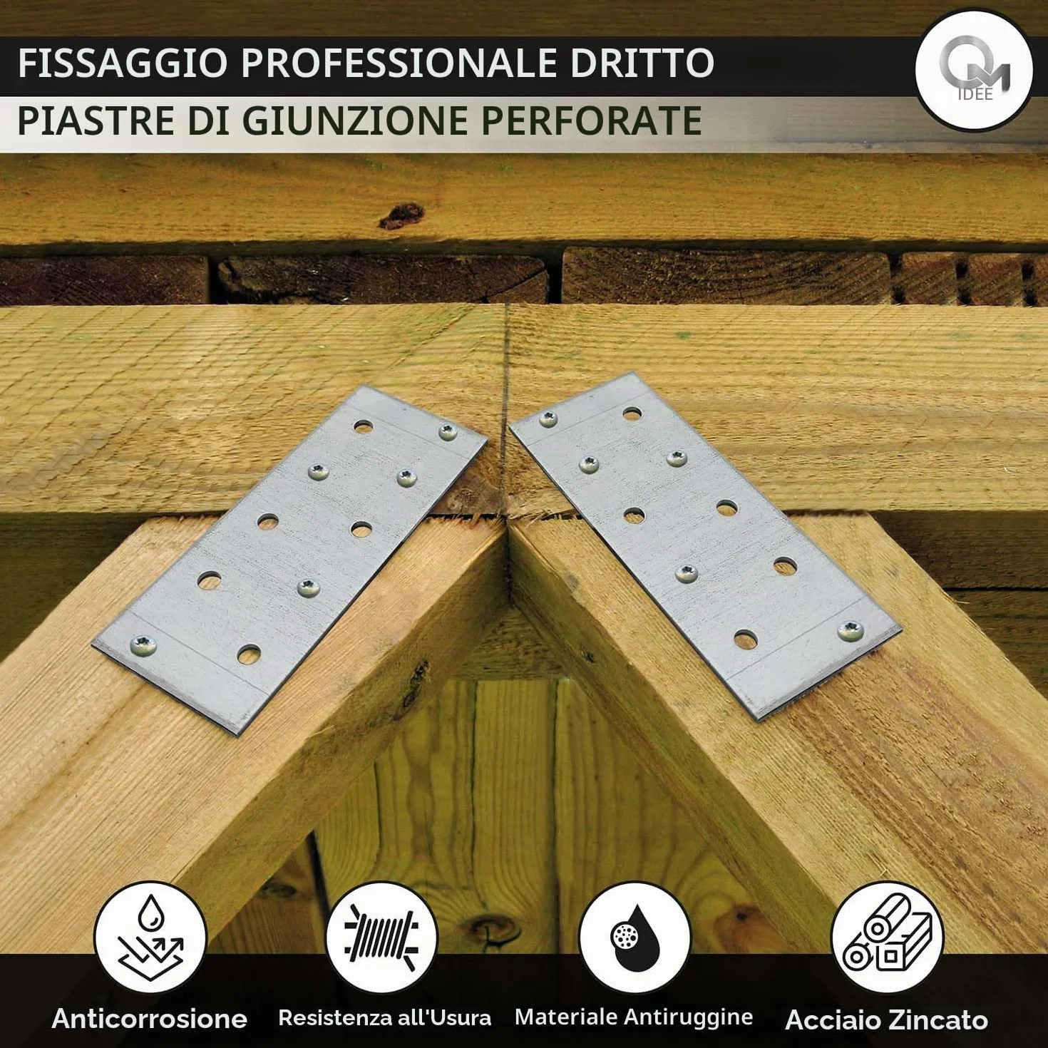 Piastre forate 100x40x2 Piastra di fissaggio Connettore per legno Lastrina di giunzione piatta Piastra di montaggio zincata in acciaio