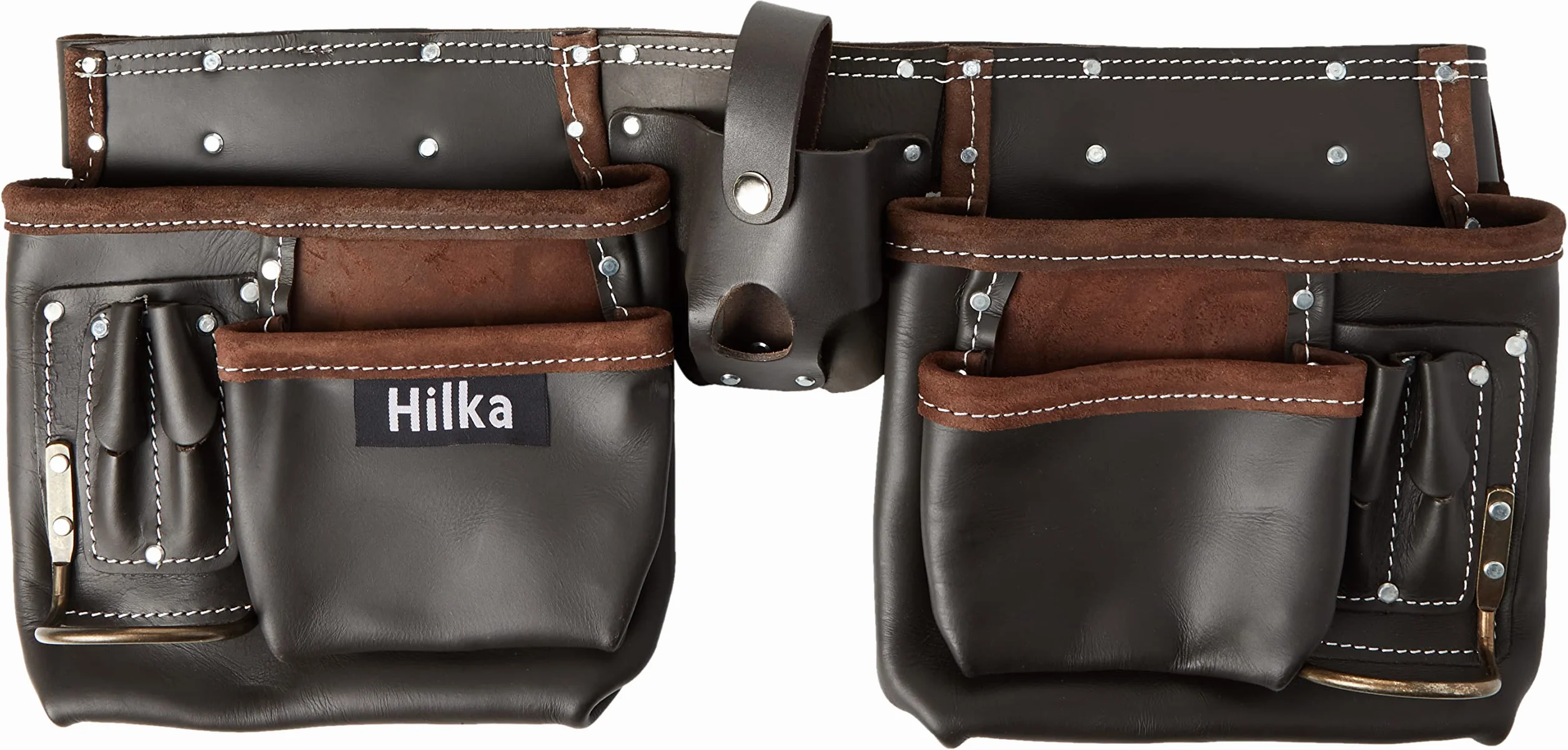 Hilka 77705002 - Cintura porta-attrezzi doppia in pelle conciata all'olio, robusta