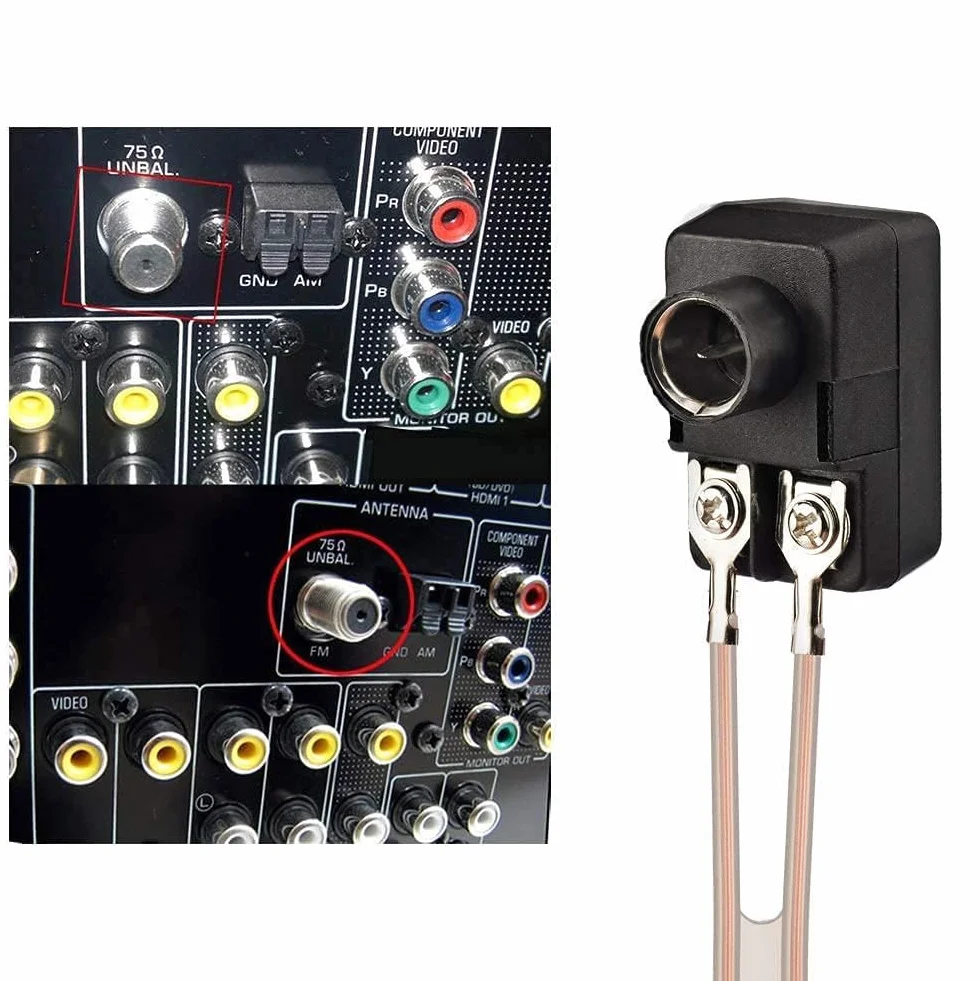 Bingfu Antenna FM Radio Interna Antenna T Formazione Cavo Plug Transformer Balun 75/300 ohm F Maschio Adattatore 2 kit per Ricezione FM