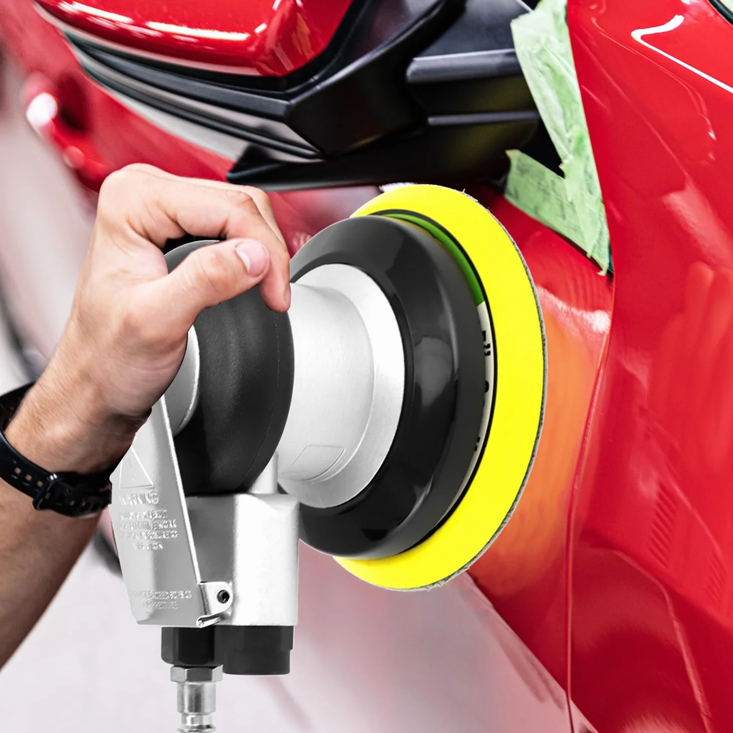 Levigatrice eccentrica ad aria compressa QWORK® 125 mm 12000 giri/min - lucidatrice pneumatica ad alte prestazioni per lucidare, levigare e levigare automobili