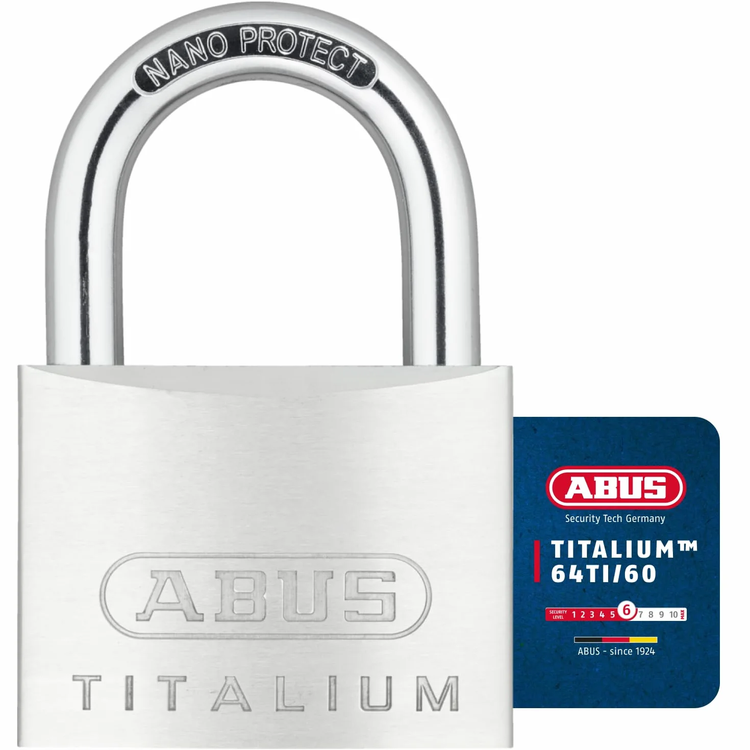 ABUS Lucchetto Titalium 64TI/60 - lucchetto da cantina con corpo in alluminio speciale - grillo in acciaio temprato - livello di sicurezza 6
