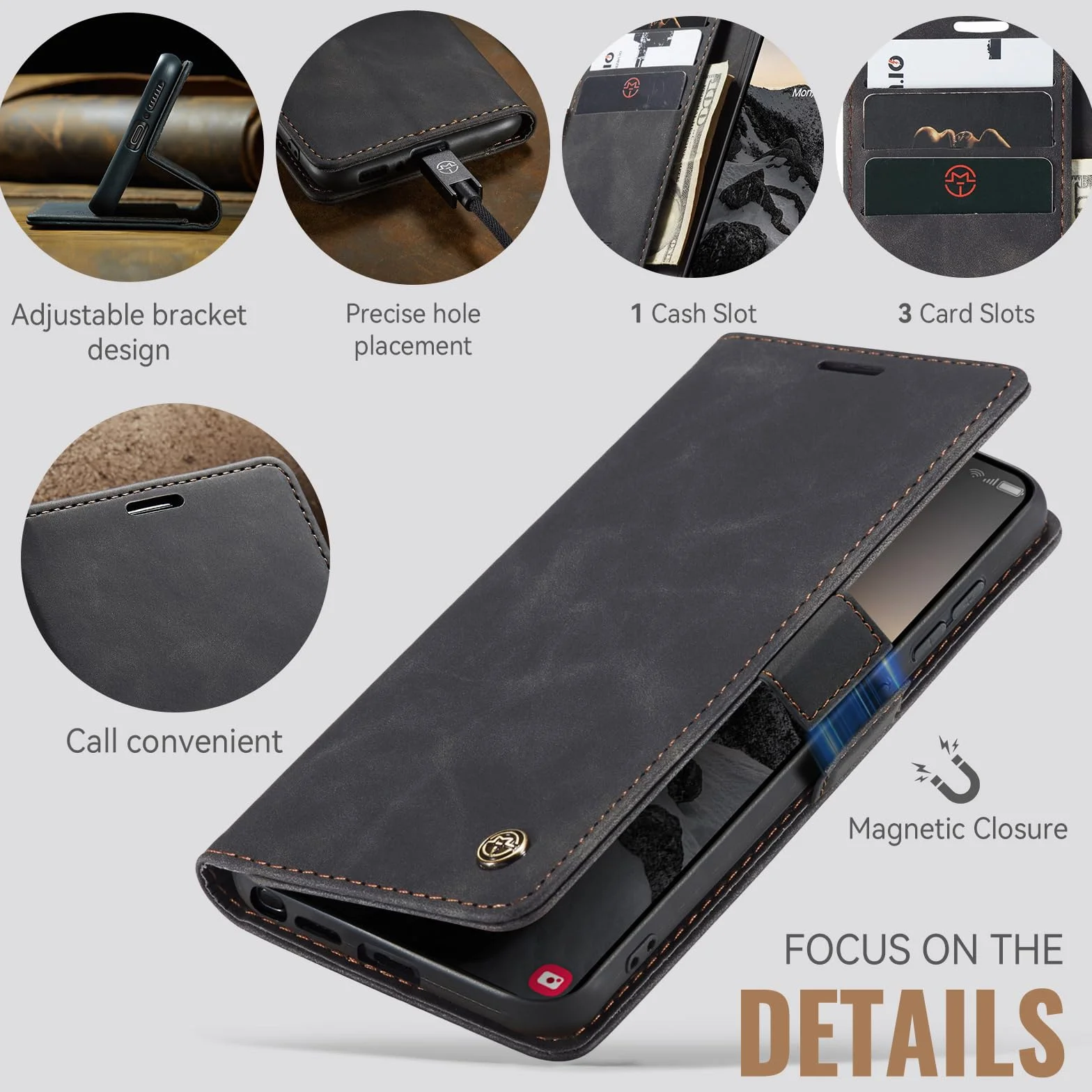 Cover per Samsung Galaxy S26 Ultra 5G, Premium PU Pelle Custodia, Magnetica Carta Fessura Portafoglio Case, Flip Cavalletto Custodia per Samsung Galaxy S26 Ultra - Nero