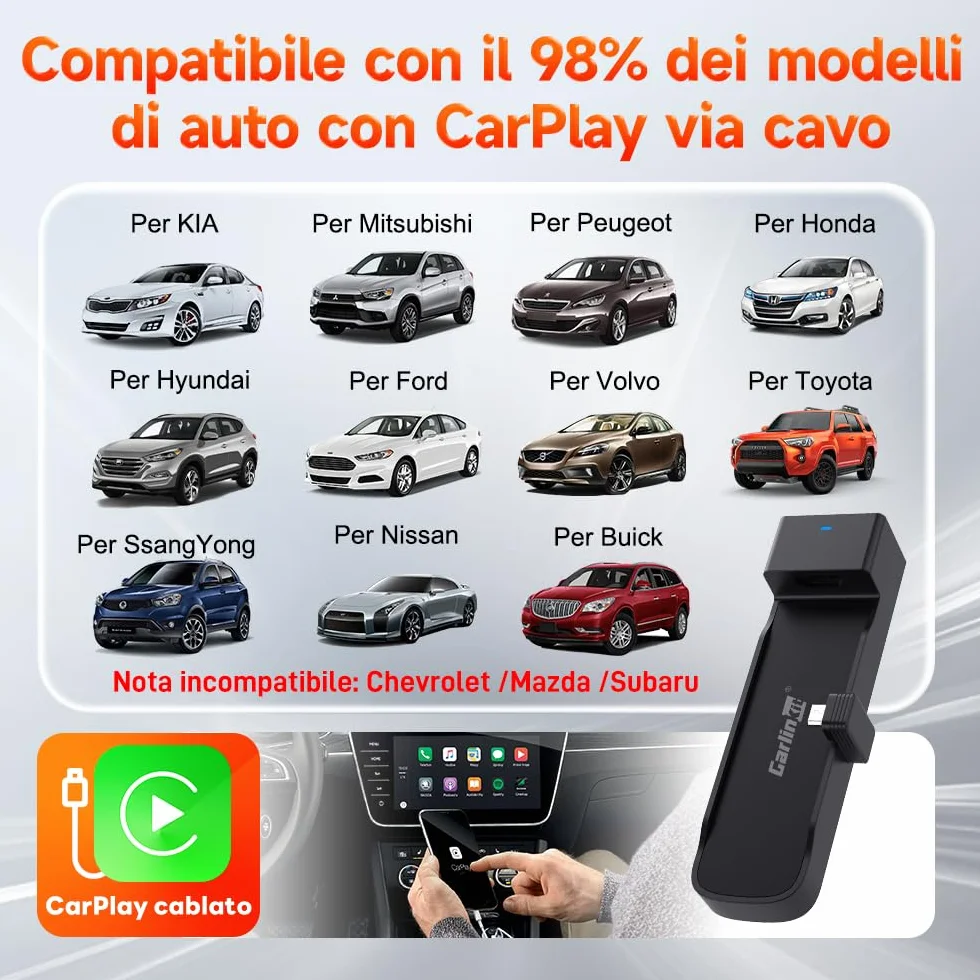 Carlinkit 2026 Adattatore HDMI FireDrive Link Auto - Convertitore per Fire TV Stick & Gaming, Trasmissione Video HD 1080p, Plug & Play, Compatibile con CarPlay Cablato e Dispositivi Fire TV Stick
