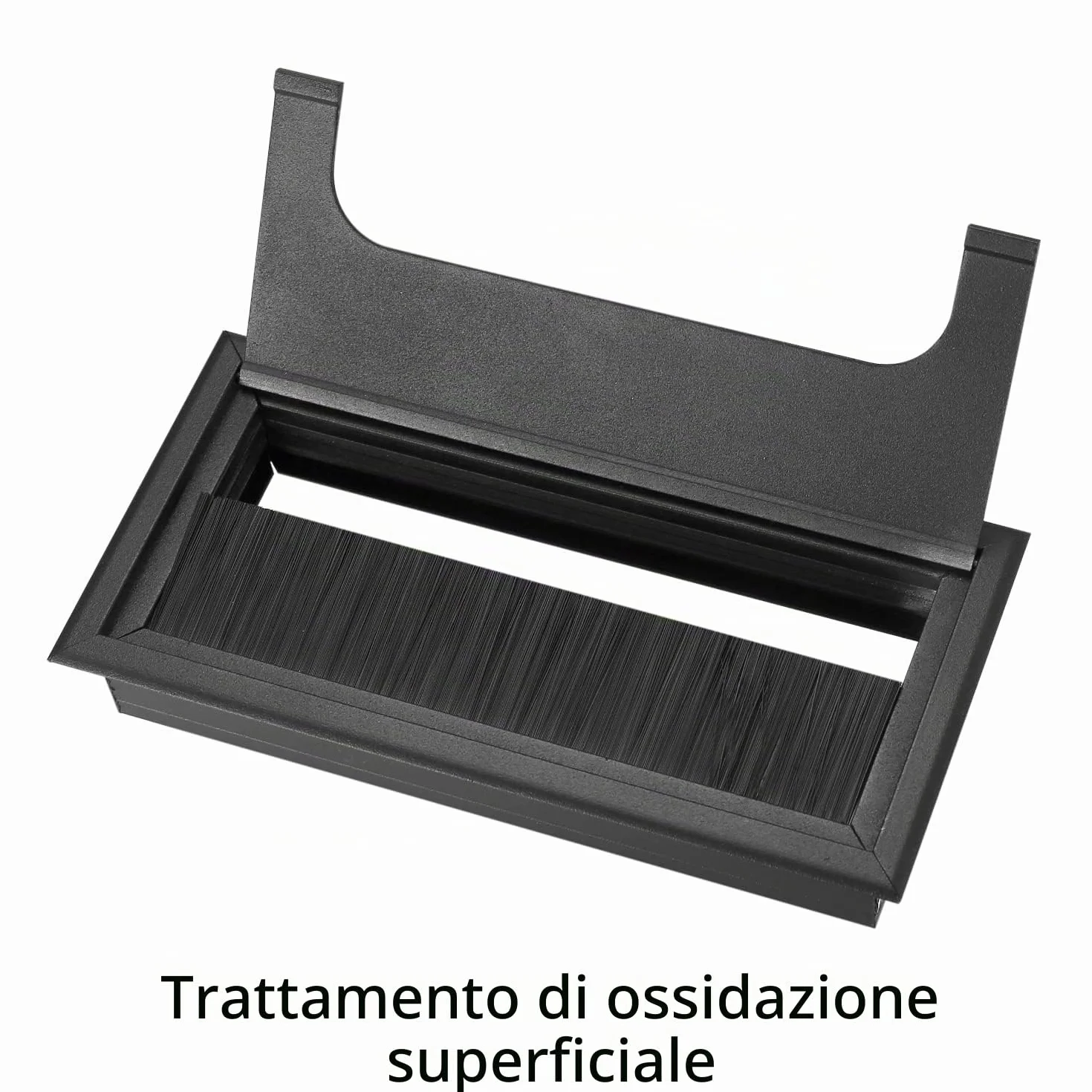 Cavo Passacavi Scrivania 160x80 mm Alluminio Nero con Spazzola 2 Pezzi Fascette