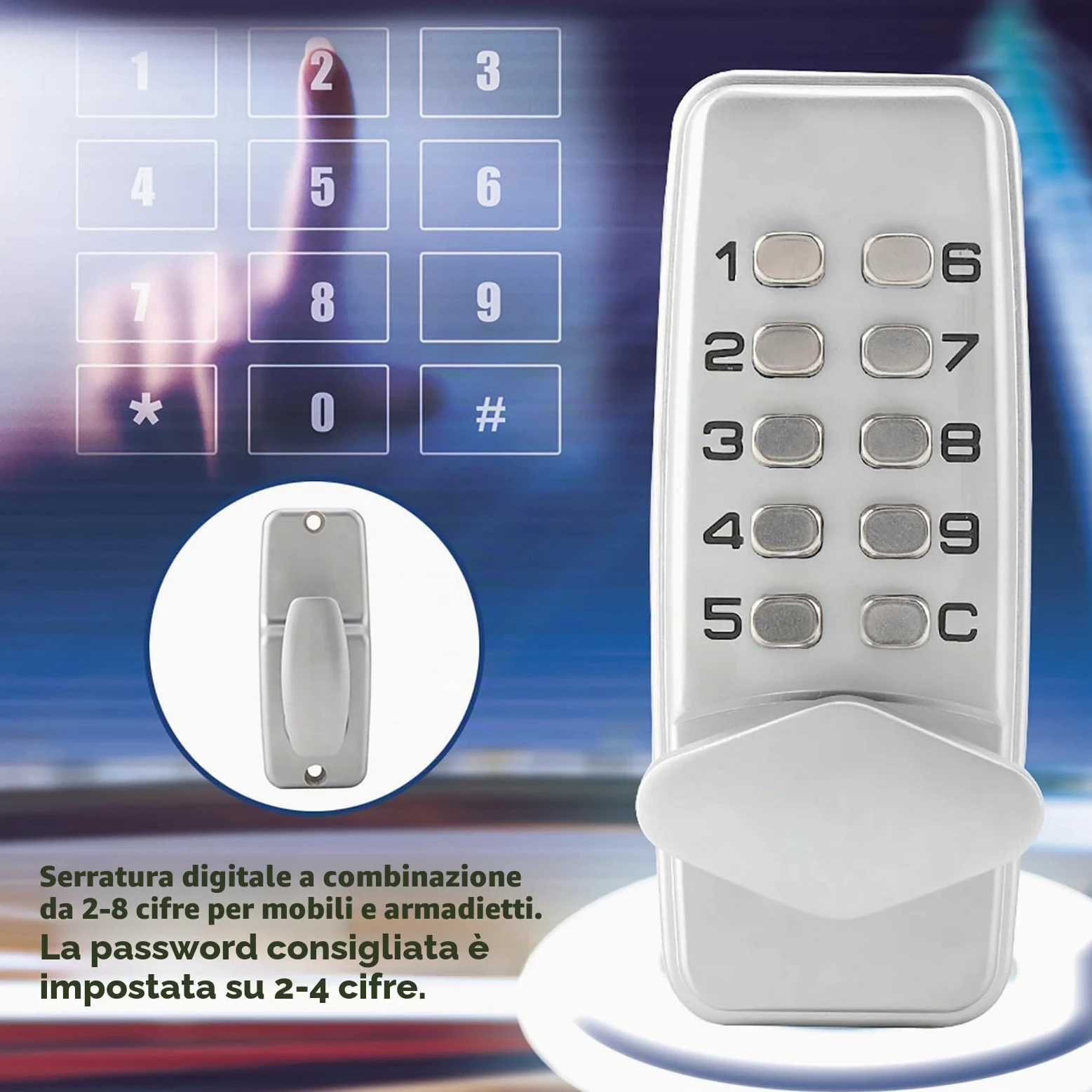 FTVOGUE 2-8 Meccanico Digital Code Lock Keyless Entry Door Lock Combinazione Password Sicurezza per Casa e Ufficio