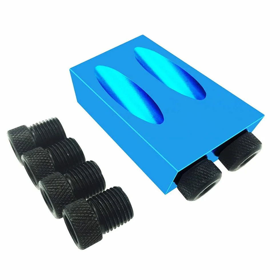 Kit guida trapano per foro tasca 15 gradi, set 7 pezzi per legno