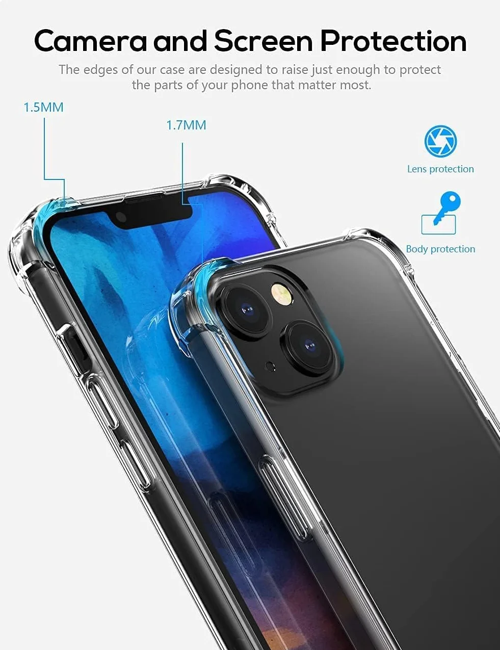Captor Cover iPhone 13 Trasparente TPU Morbido, Silicone Flessibile, Antiurto, Shockproof, Paraurti, Assorbimento Urti, Protezione Totale, Anti Ingiallimento Resistente iPhone 13 Cover