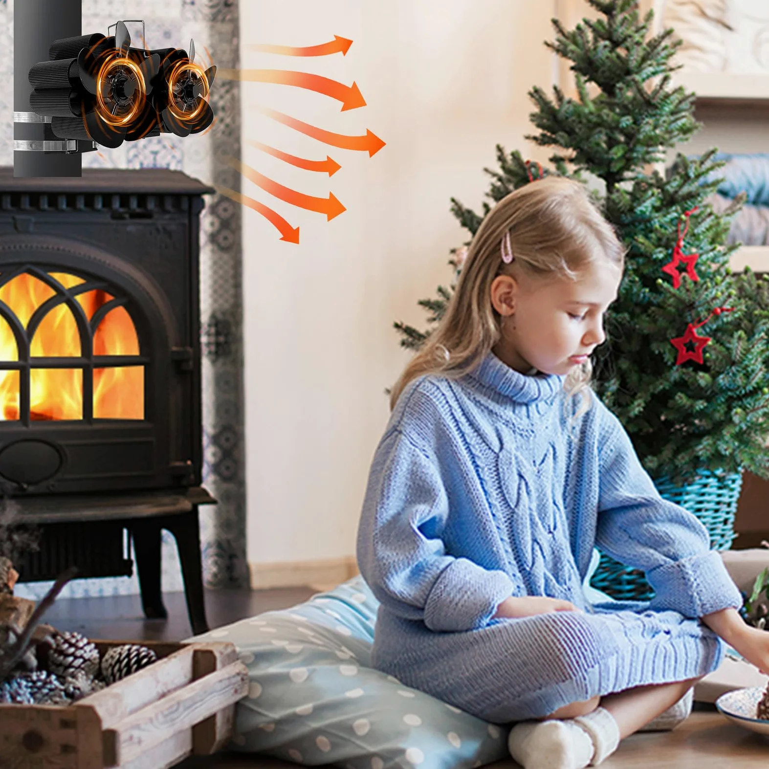 Ventilatore Per Stufa A Legna Protezione Da Surriscaldamento Ventola | Montaggio Parete Per Stufe A Pellet, Ecologico, Automatico, Senza Elettricità