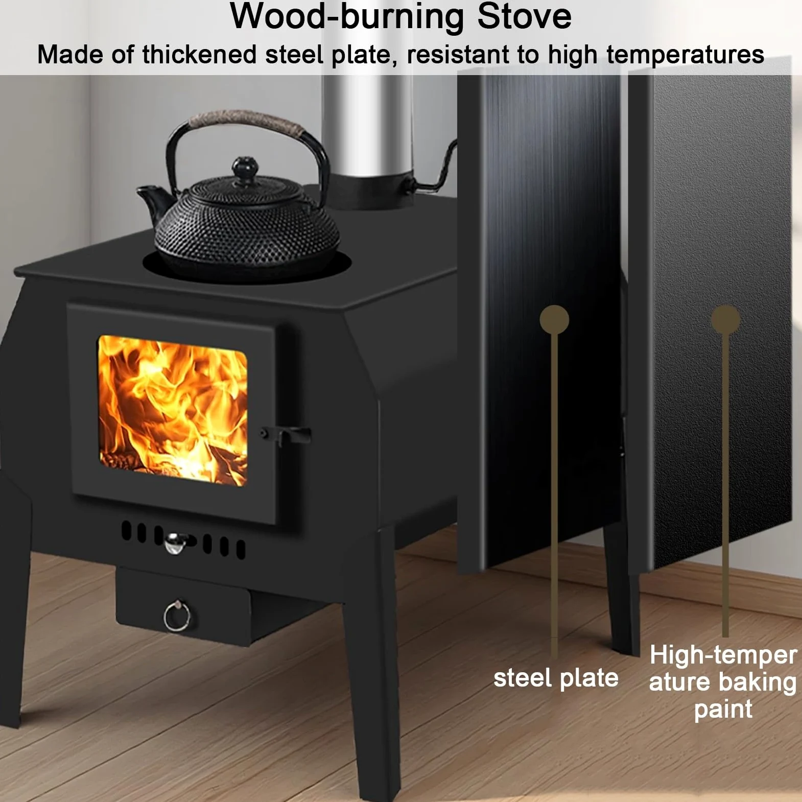 Stufa a Legna con Forno, Cucina a Legna, Resistente Alle Alte Temperature, con Oblò, per Grigliare, Cucinare e Riscaldare