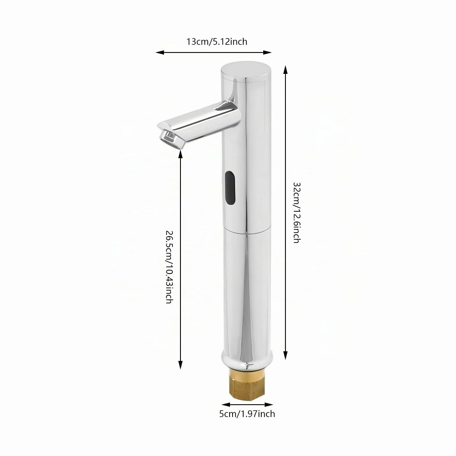 Rubinetto con sensore a infrarossi 32 cm per lavabo senza contatto ottone alto moderno