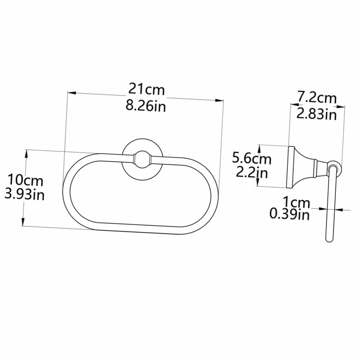 Anello Portasciugamani Ovale da Parete Bagno Argento in Rame | Installazione Semplice, Finitura Moderna Essenziale, Uso per Cucina e Casa