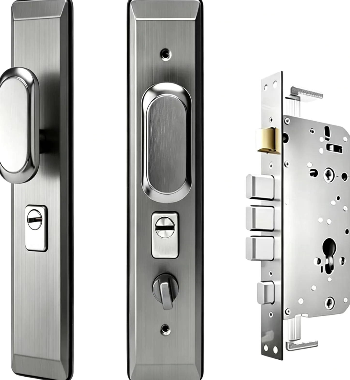 Serratura Antifurto di Alta qualità, Set di Maniglie di Sicurezza in Acciaio Inossidabile Rinforzato, Accessori per Porte D'Ingresso Domestiche(A+Inside Open)