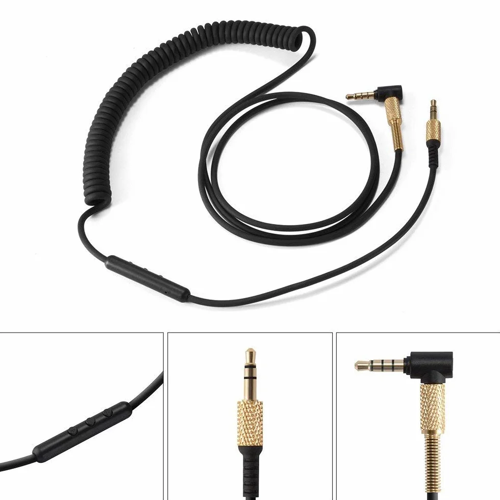 Yizhet Cavo Aux Audio Compatibile con Cuffie Marshall Major III Marshall Major II Major I Marshall Monitor 3,5mm Jack Cavo Audio Stereo di Ricambio con Telecomando & Microfono (1,2m, Nero)