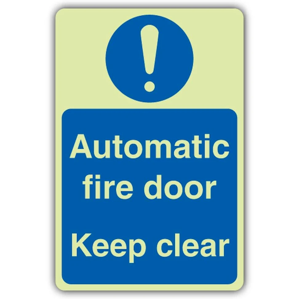 V Safety Glow In The Dark Automatic Fire Door Keep Clear Sign – 300 x 450 mm – Realizzato in vinile autoadesivo triplo bagliore – Segnaletica antincendio – Made in Britain