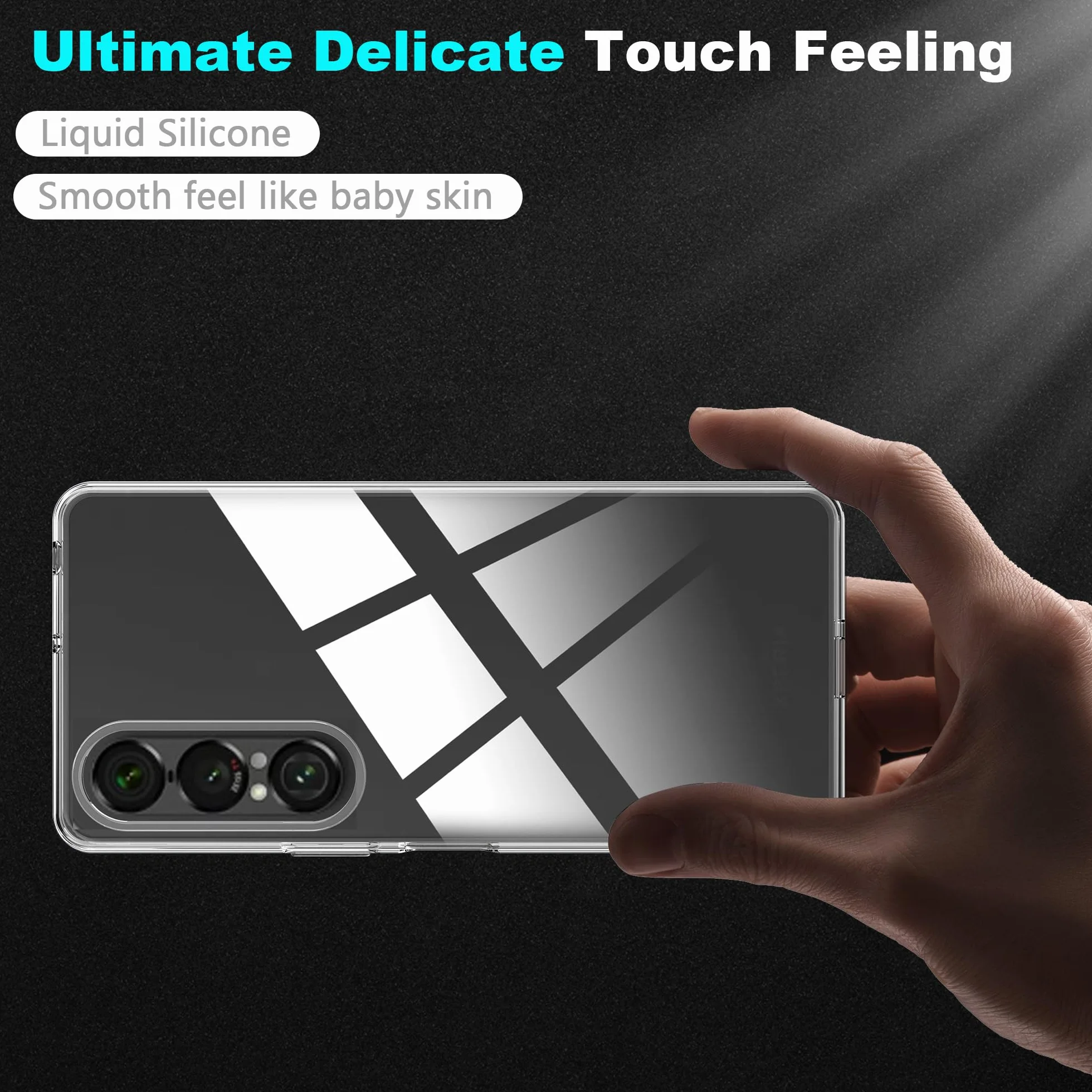 Cover per Sony Xperia 1 VII Custodia per Assorbimento degli Urti Sottile Morbida in Silicone TPU Protettiva [Protezione da Caduta] + [1 Pezzi] Vetro Temperato -Trasparente