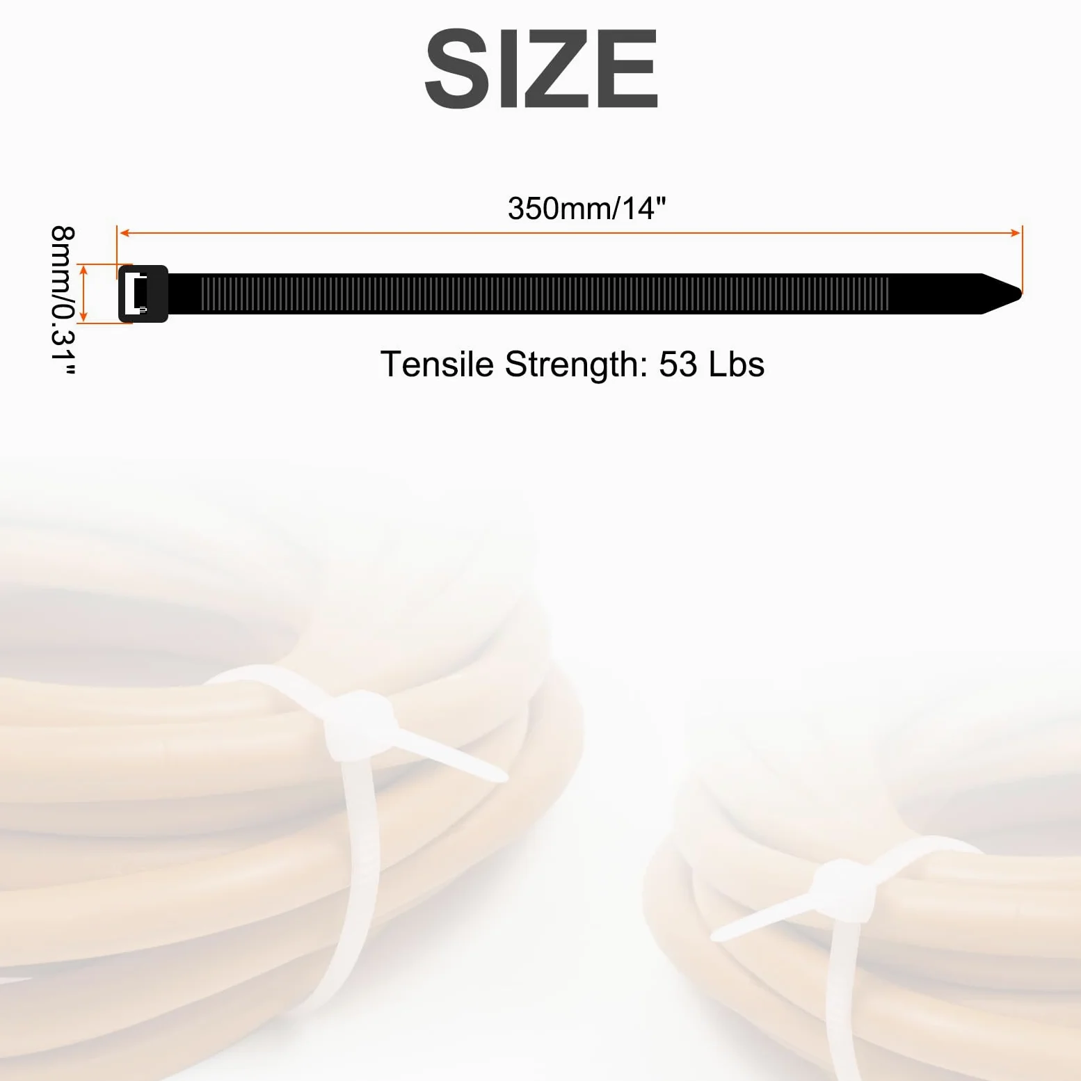 QUARKZMAN 200pz 14" 53 Libbre Fascette per Cavi Fascette Stringicavo in Nylon Auto-Bloccanti Lunghe 5/16" per Gestione Cavi, Nero