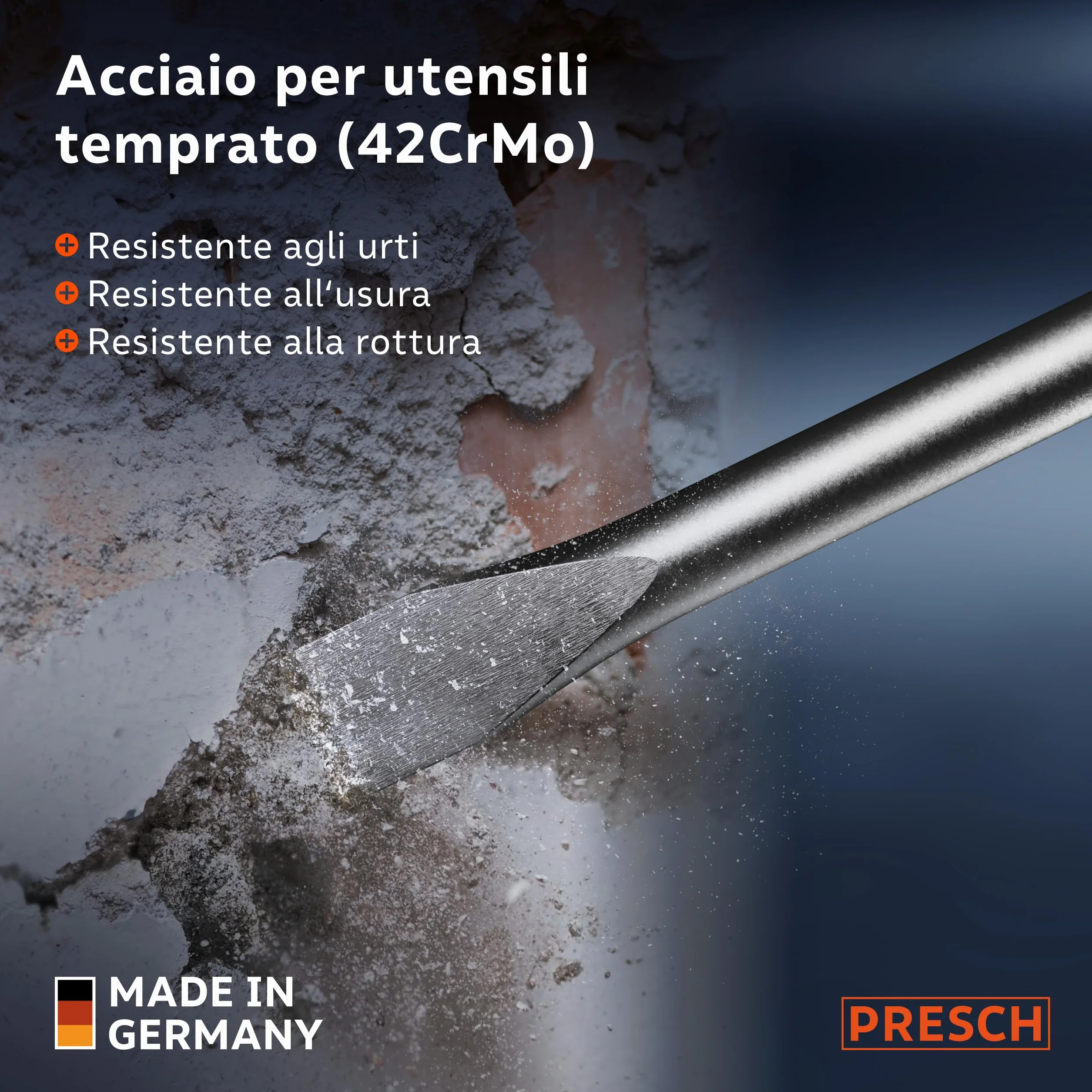 PRESCH SDS plus Scalpello piatto 20 mm 250 mm Acciaio per demolizione