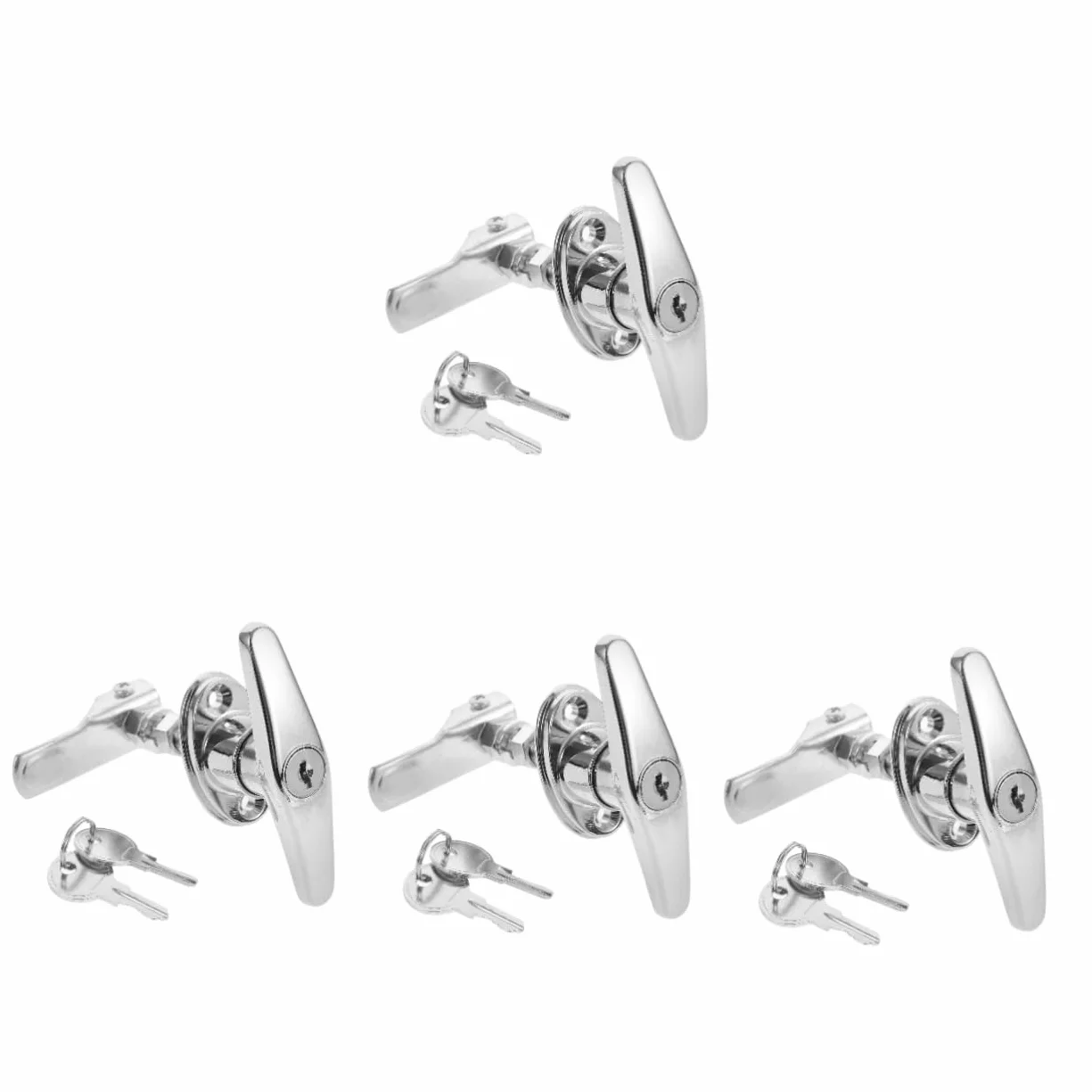 SHINEOFI 4 Set Serratura maniglia porta armadio elettrico armadio con chiave serratura cassettiera per cassetto per vetrina Lega di zinco Silver