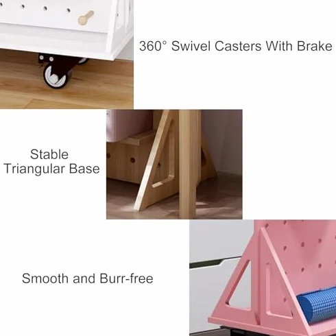 Generico Pannello Forato per Attrezzi da Garage, Porta Punte da Trapano, Set di Chiavi, Supporti, Pannelli forati, Pannello Forato Mobile con rotelle, Organizer in Legno, Kit Pannello Forato per casa