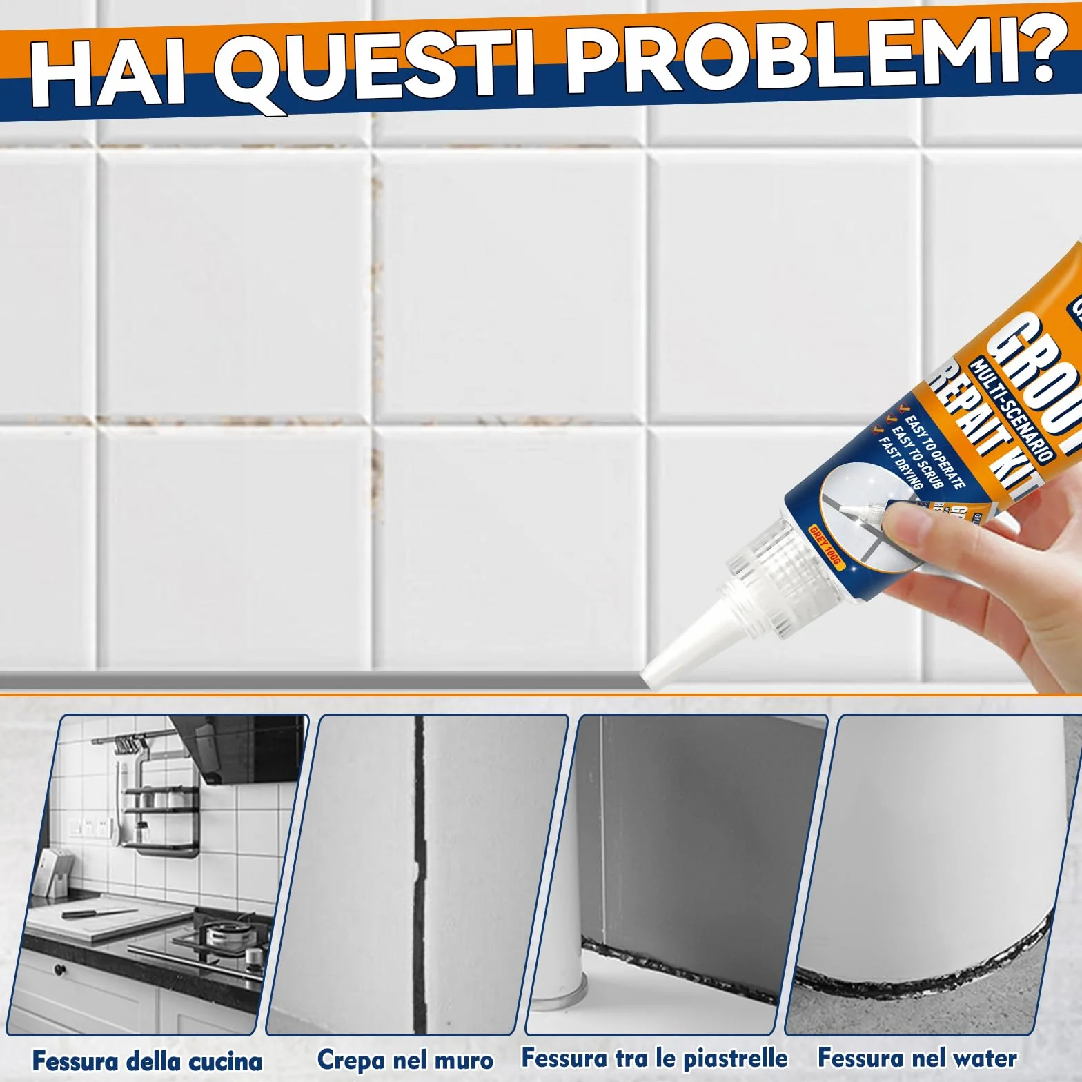 Kit Riparazione Fughe Piastrelle Ad Asciugatura Rapida Grigio 200G