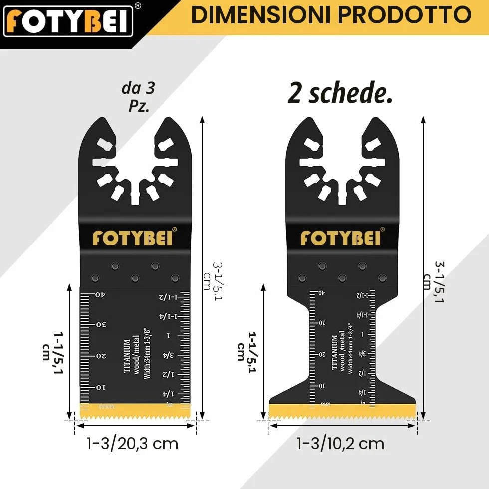 Lame Utensile Multifunzione Titanio, 5 Pezzi Lame Utensili Oscillanti Multifunzione Accessori per Legno, Plastica, Metallo, Compatibile con Fein, Dewalt, Makita, Parkside, Black&Decker e altro ancora