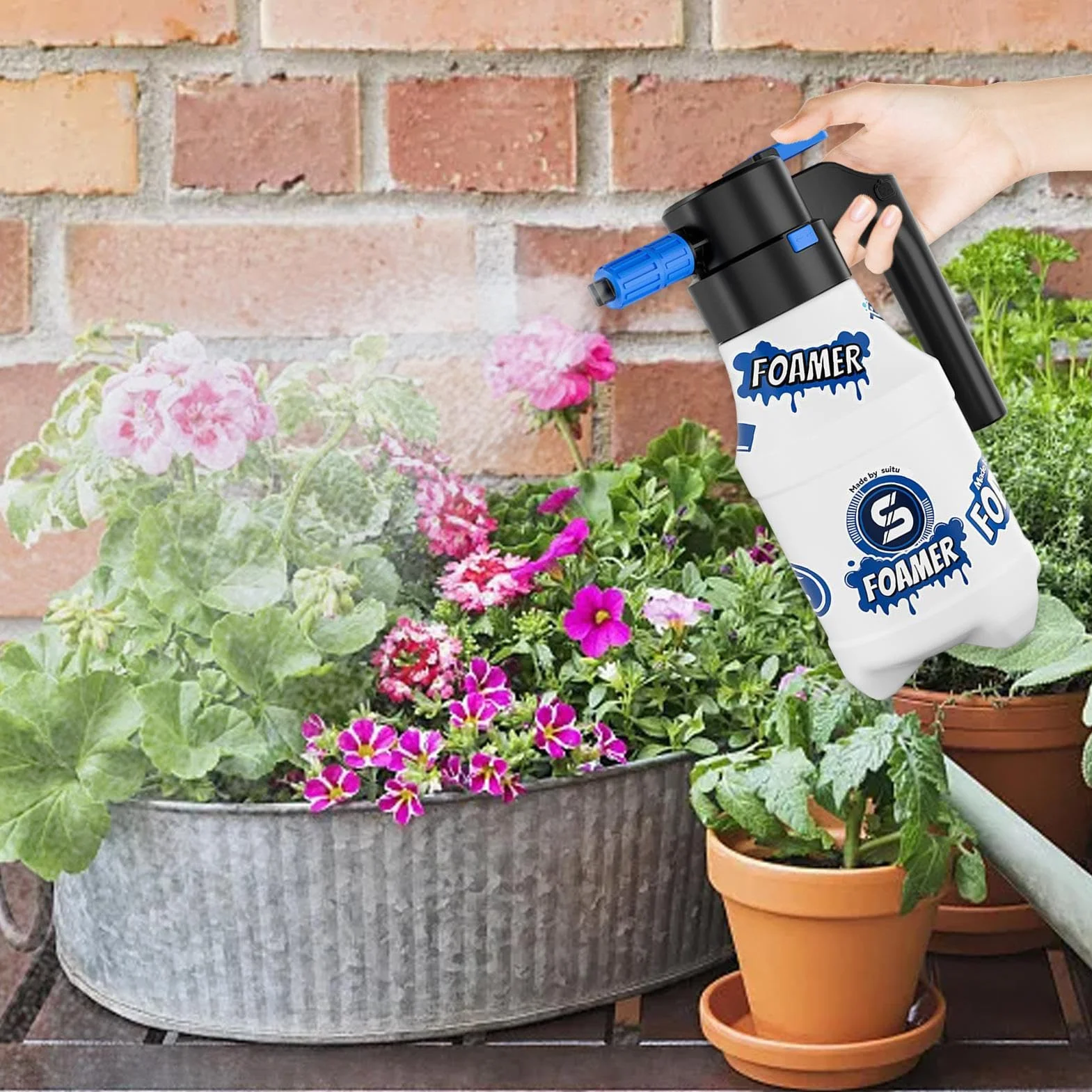 Nebulizzatore elettrico per schiuma da 1,5 l – Spruzzatore per schiuma per autolavaggio, pistola a schiuma per lavaggio auto, ricarica USB, pistola a schiuma elettrica ad alta pressione, pistola a