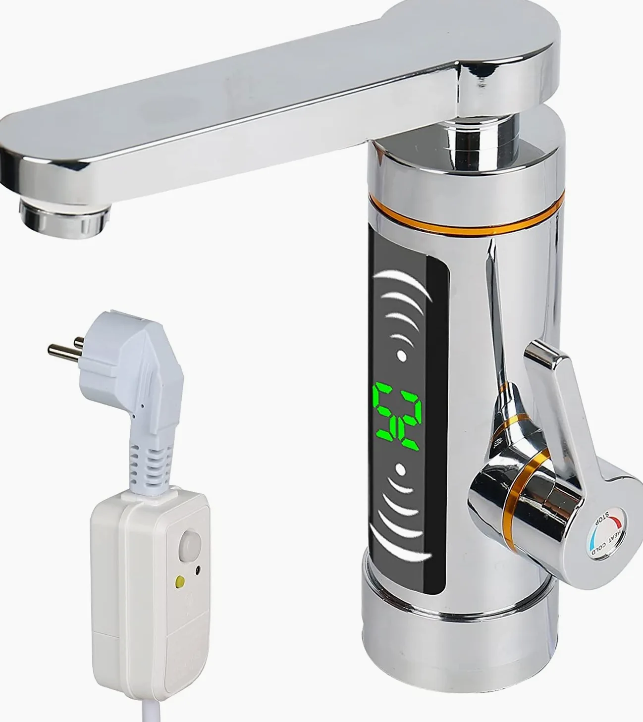 Scaldabagno elettrico istantaneo, rubinetto girevole a 360°, con indicatore di temperatura LED, 3000 W, bagno cucina, acqua e riscaldamento rapido