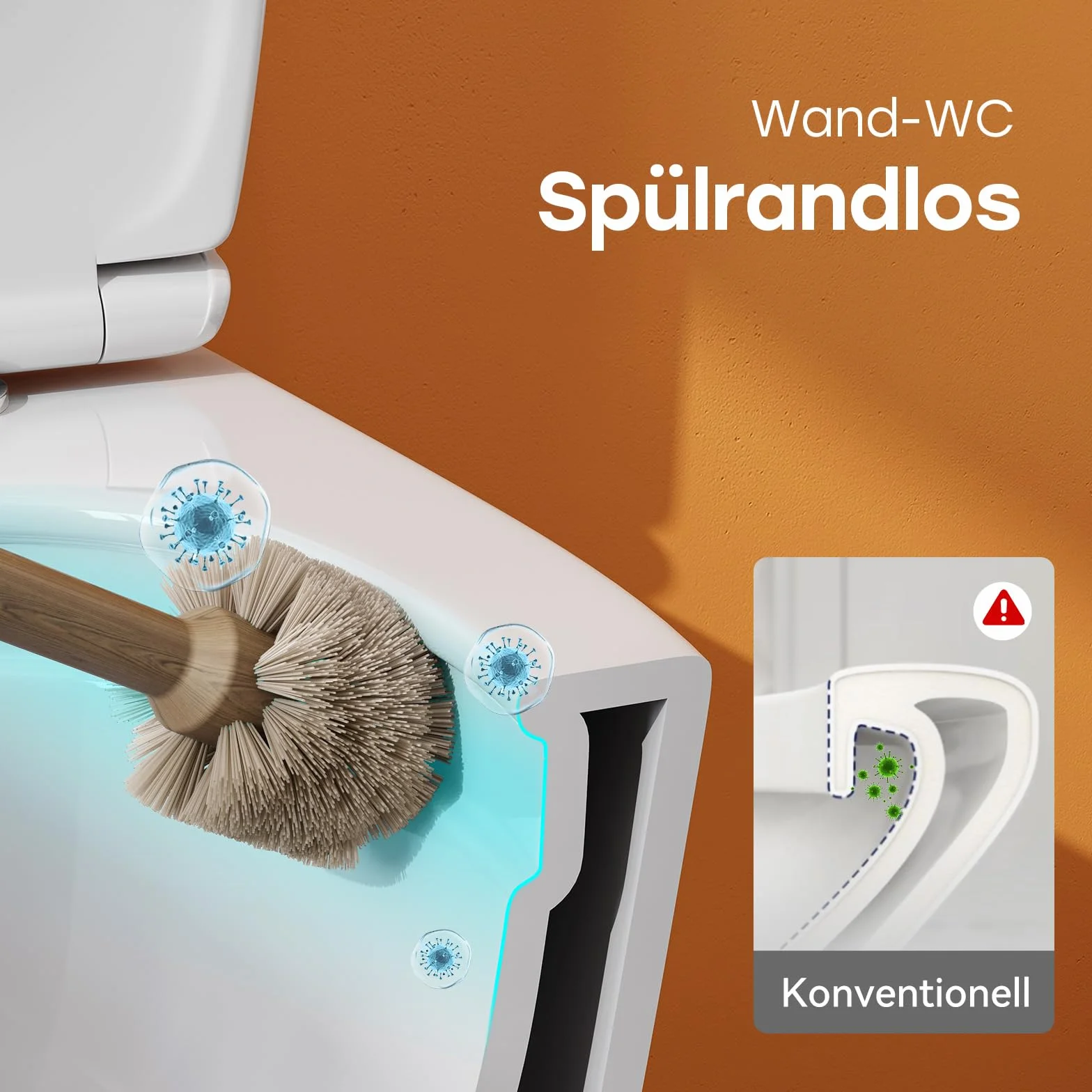 WC sospeso in ceramica Teal Home con coperchio abbassamento automatico e risciacquo superspin monoforo bianco nano 52x37x34,5 cm