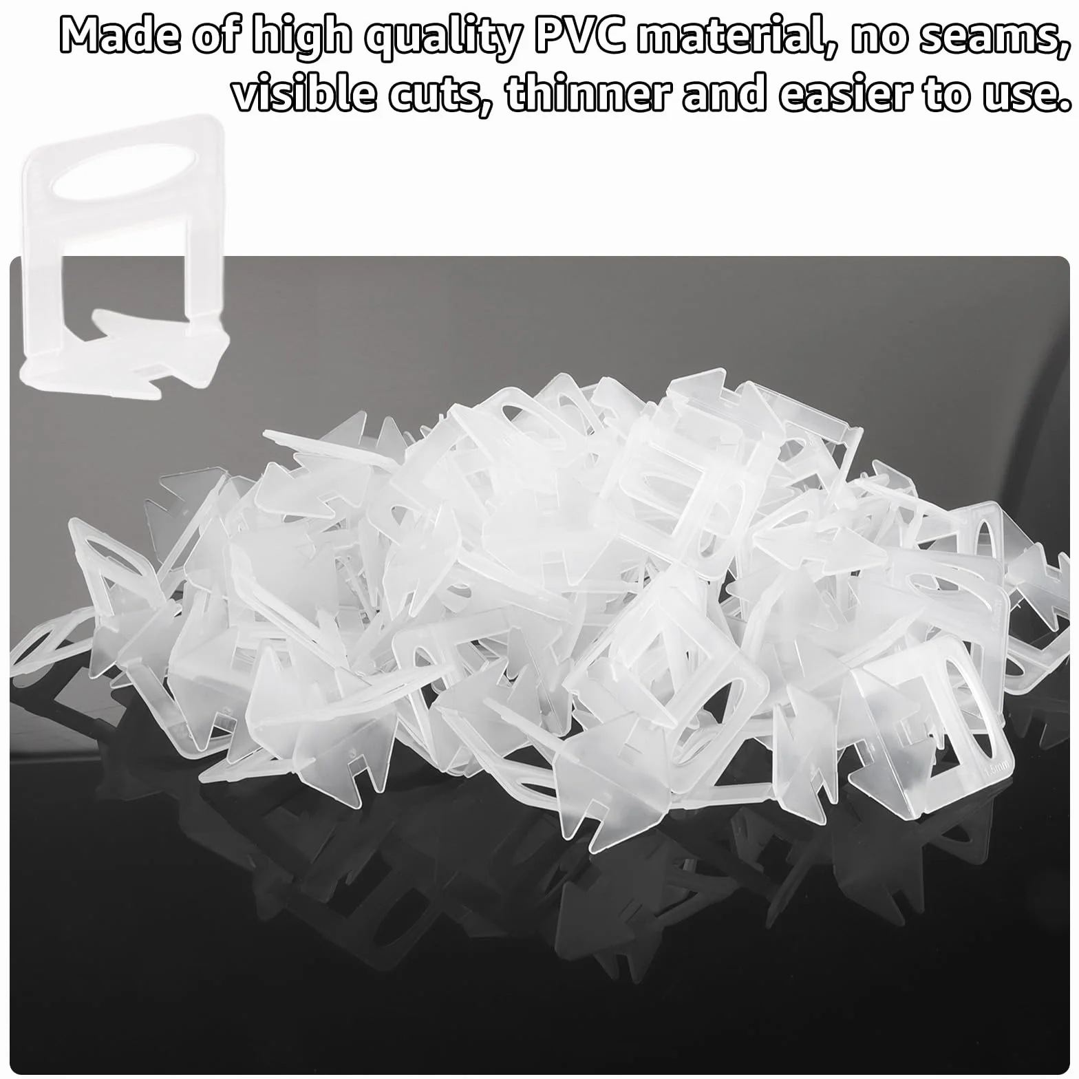 AKOLAFE 500 pezzi sistema di livellamento per piastrelle, 1,5 mm, in PVC, plastica, 36 mm, larghezza delle fughe, altezza delle piastrelle, 38 mm, strumento per la posa delle pietre