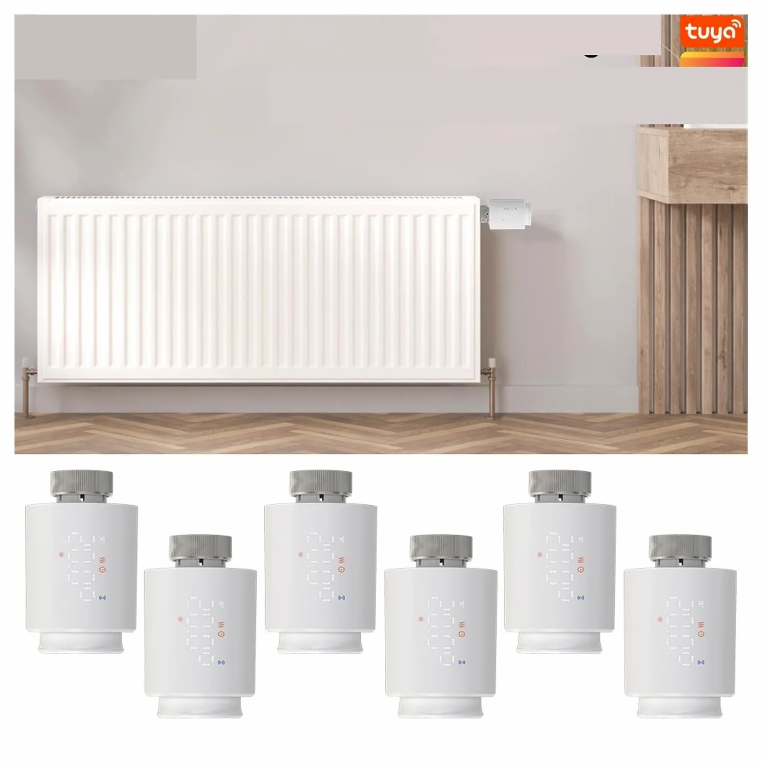 Valvola Termostatica for Radiatore Smart TRV Termostato for Riscaldamento Domestico Tuya Regolatore di Temperatura Controllo Vocale modalità Vacanza(3pcs)