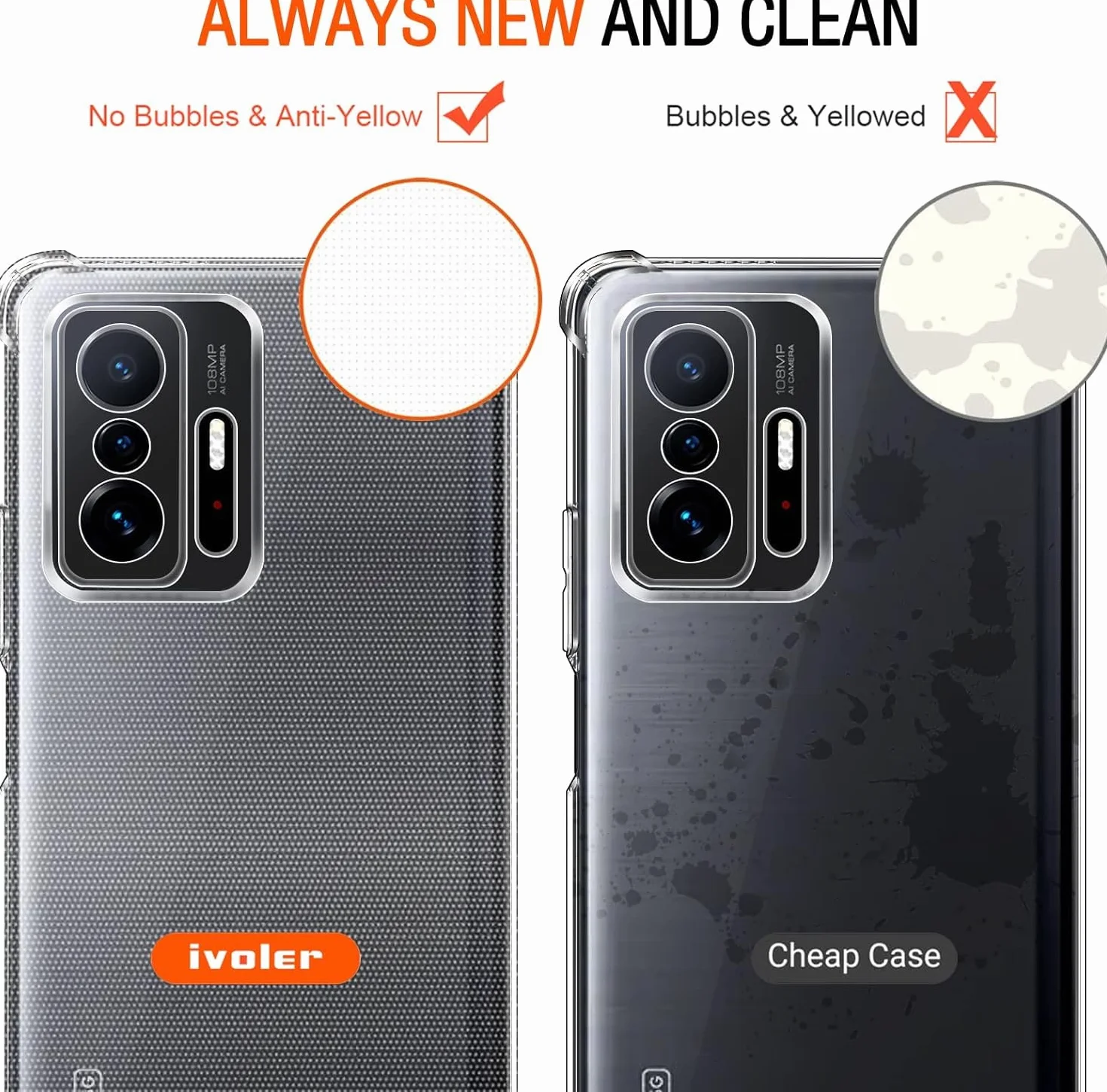 iVoler Cover per Xiaomi 11T 5G / Xiaomi 11T Pro 5G, Custodia Trasparente per Assorbimento Degli Urti con Paraurti in TPU Morbido, Sottile Morbida in Silicone TPU Protettiva Case