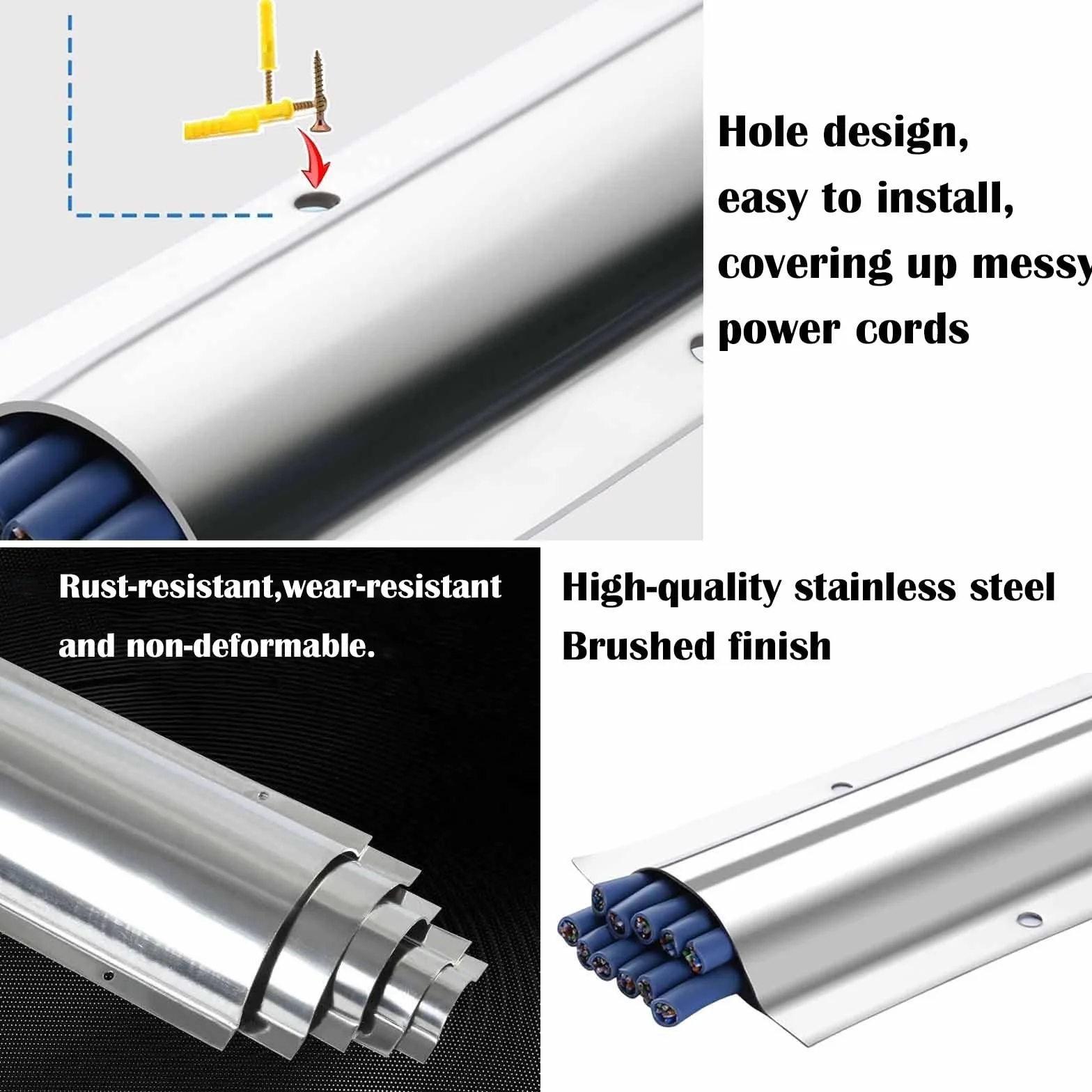 Calpestabile Passacavi Coperture Per Cavi In Acciaio Inossidabile 39,4 Pollici 10 PCS Outer Width 53mm