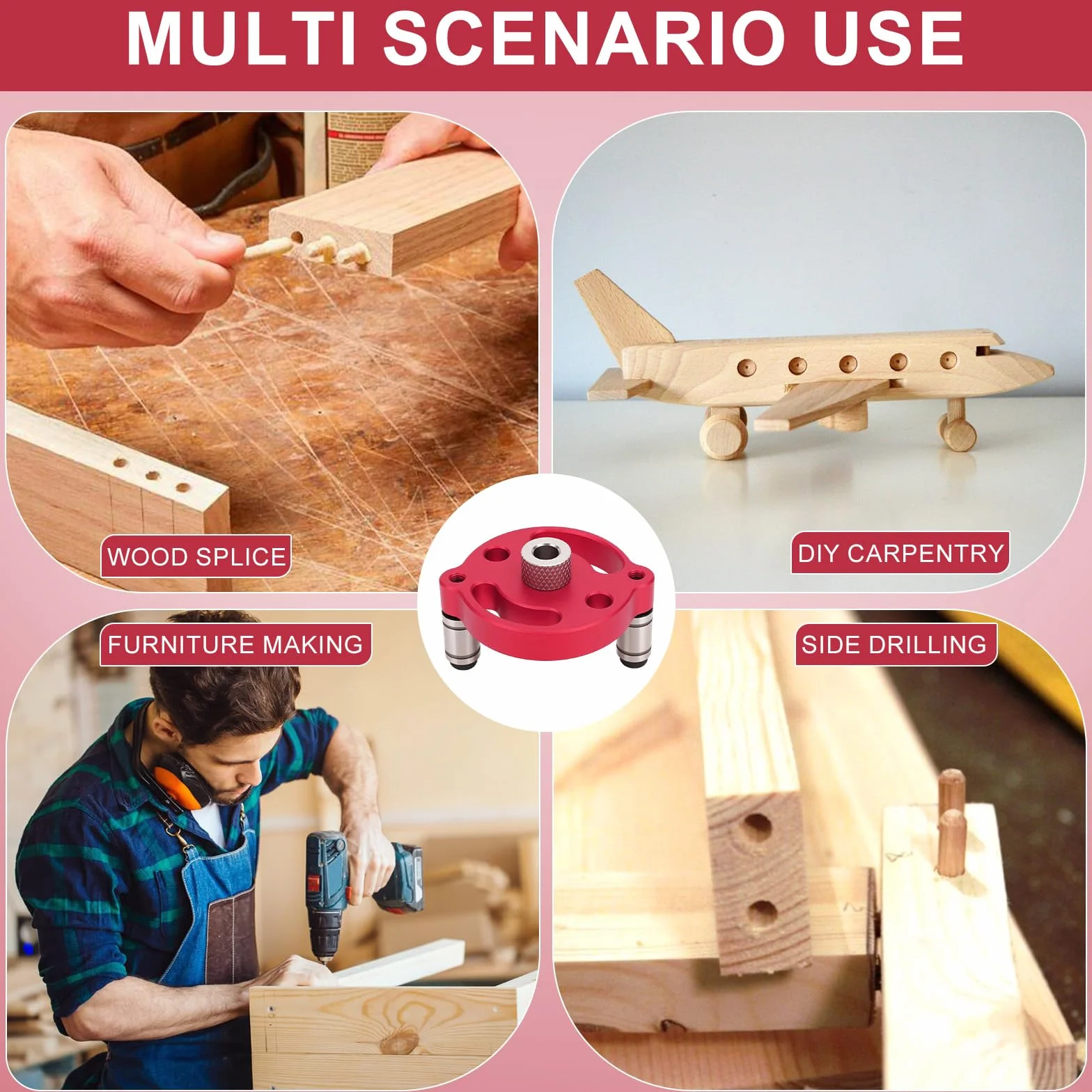 Kit di Ricerca del Centro per Lavorazione del Legno, Autocentrante Verticale con Bussole 3-10 mm, Guida per Trapano