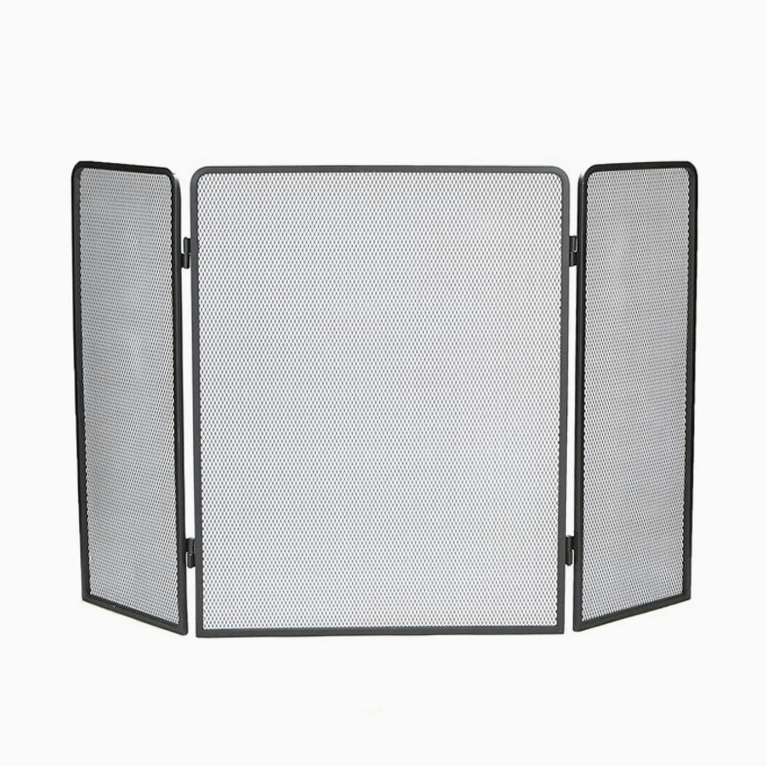 Schermi per Caminetti di Guardia Stile classico in metallo a 3 pannello Schermo in metallo nero Nero Metal Mesh Spark Guard Cover Cover Camino Accessori 31.5 "x 48" Accessori per Caminetti in Rete Dec