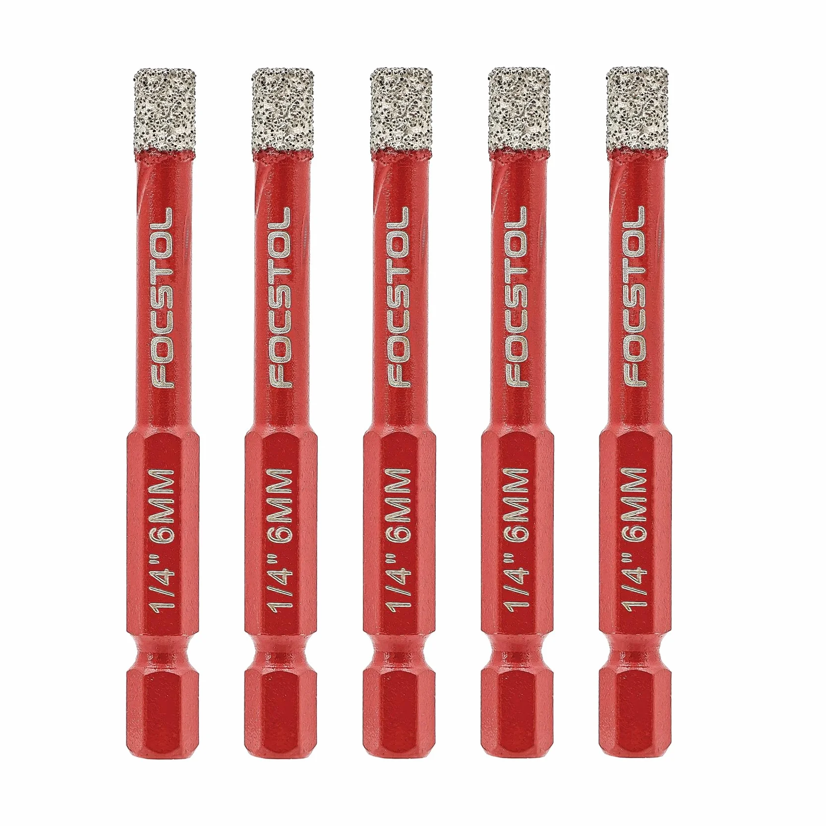 FOCSTOL Secco Punte Trapano Diamantate 5 pezzi 6mm Kit Sega a Tazza Diamantata con Attacco Esagonale per Gres Porcellanato