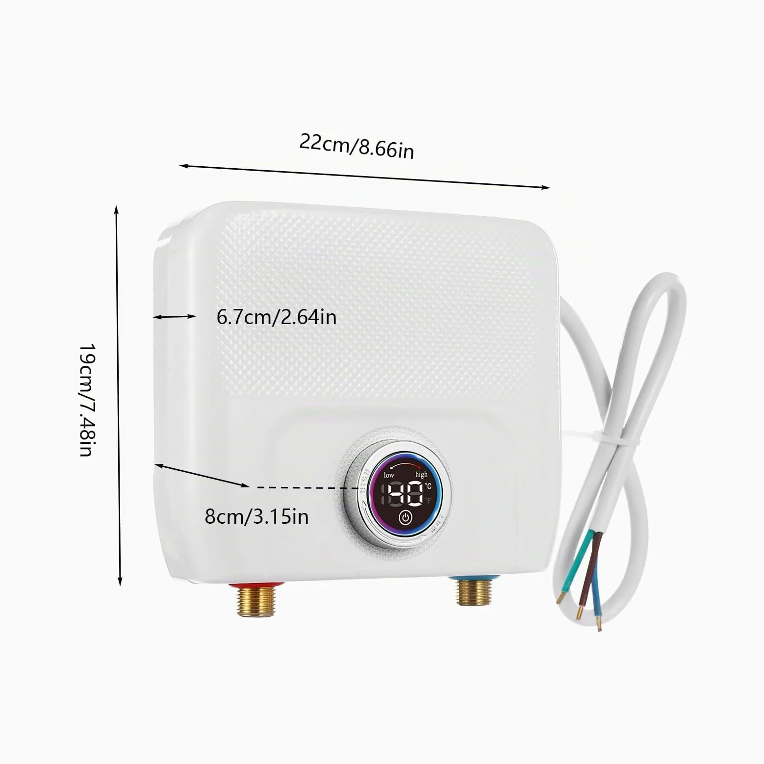 Scaldabagno Istantaneo 6500W, Scaldabagno Elettrico 220V, Mini Scaldabagno Senza Serbatoio, Schermo LED Digitale, Funzione Memoria, Controllo Intelligente, per Cucina Bagno Lavandino