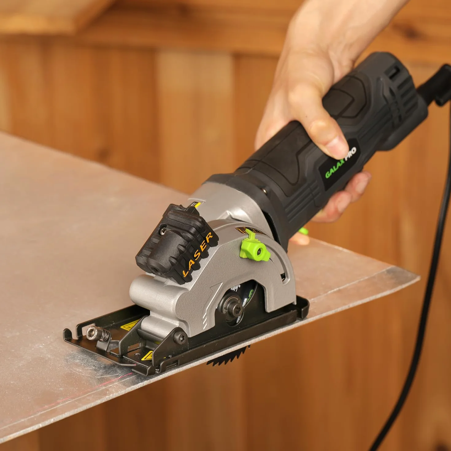 GALAX PRO Mini Sega Circolare 580W, 3500RPM con Guida Laser Sega Circolare per Legno 3 Lame (85mm),per Legno, Piastrelle, Metallo Morbido, Plastica