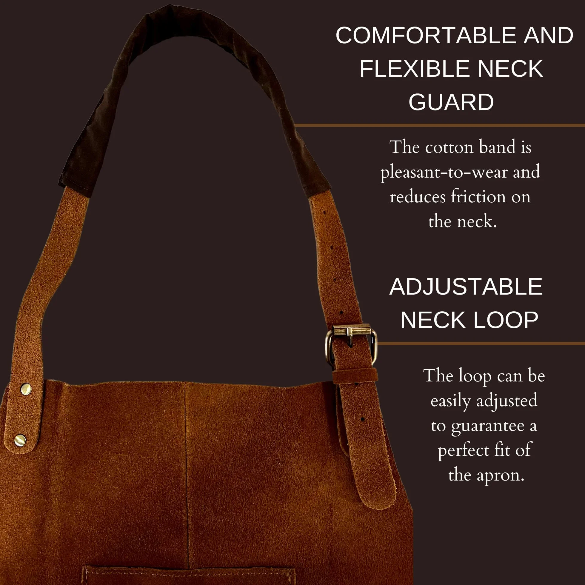 Rustic Town Genuine Leather Grill Work Apron with Tool Pockets ~ Adjustable up to XXL for Men & Women ~ Gift Ideas for Him Her
