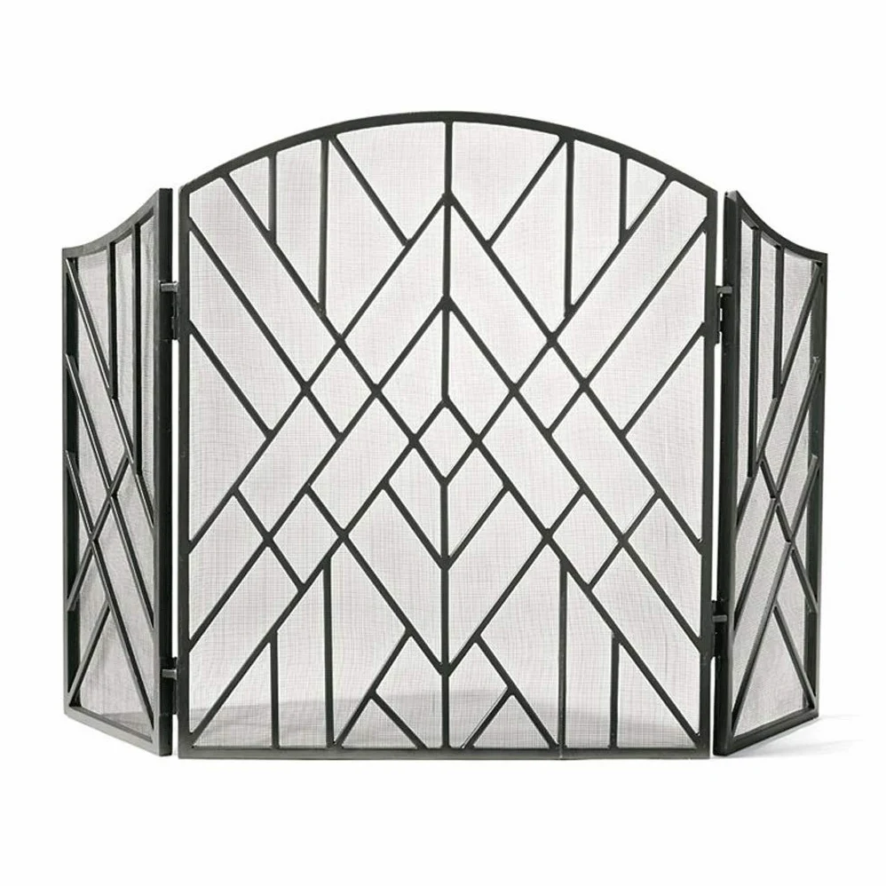 Schermi per Caminetti di Guardia Indoor Camino Schermo 3 Pannello peltro Ferro battuto grande schermo della maglia della copertura decorativa in metallo all'aperto Solid prova Baby Safe Fire Place Fen