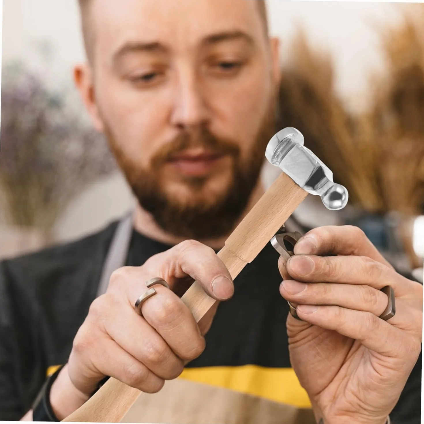 Martello americano oro testa rotonda manico in legno fatto a mano lucidatura multifunzionale high-end strumento