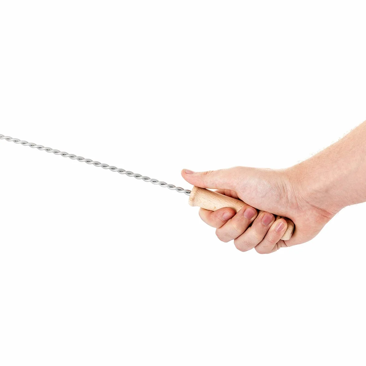 HOLZBRINK Stantuffo/Asta pulizia camini-canna fumaria dal basso flessibile con manico in legno, M12, 80cm