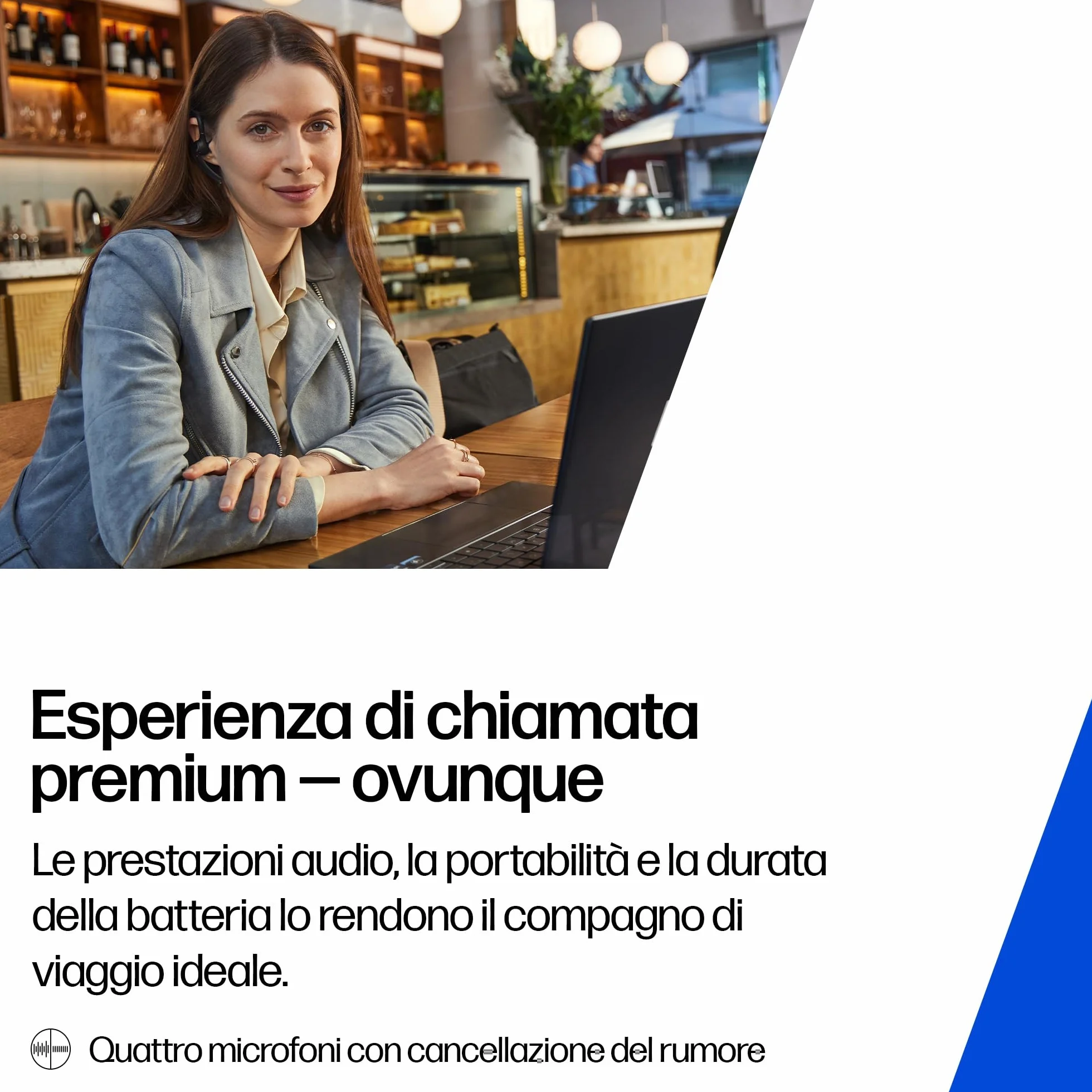 Poly Voyager Legend 50 Headset AV4N9AA con microfoni a cancellazione del rumore, tecnologia WindSmart e design ergonomico