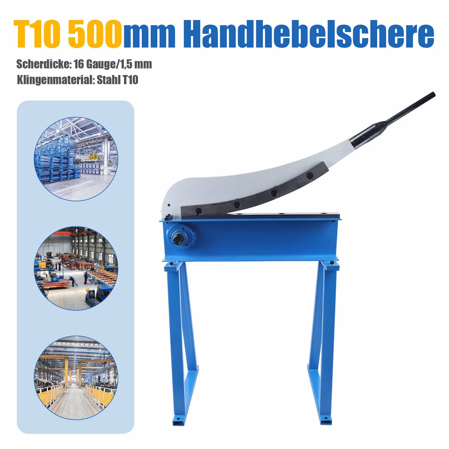 Forbici a leva 500 mm 16 gauge 1,5 mm con letto da 20" per lamiera