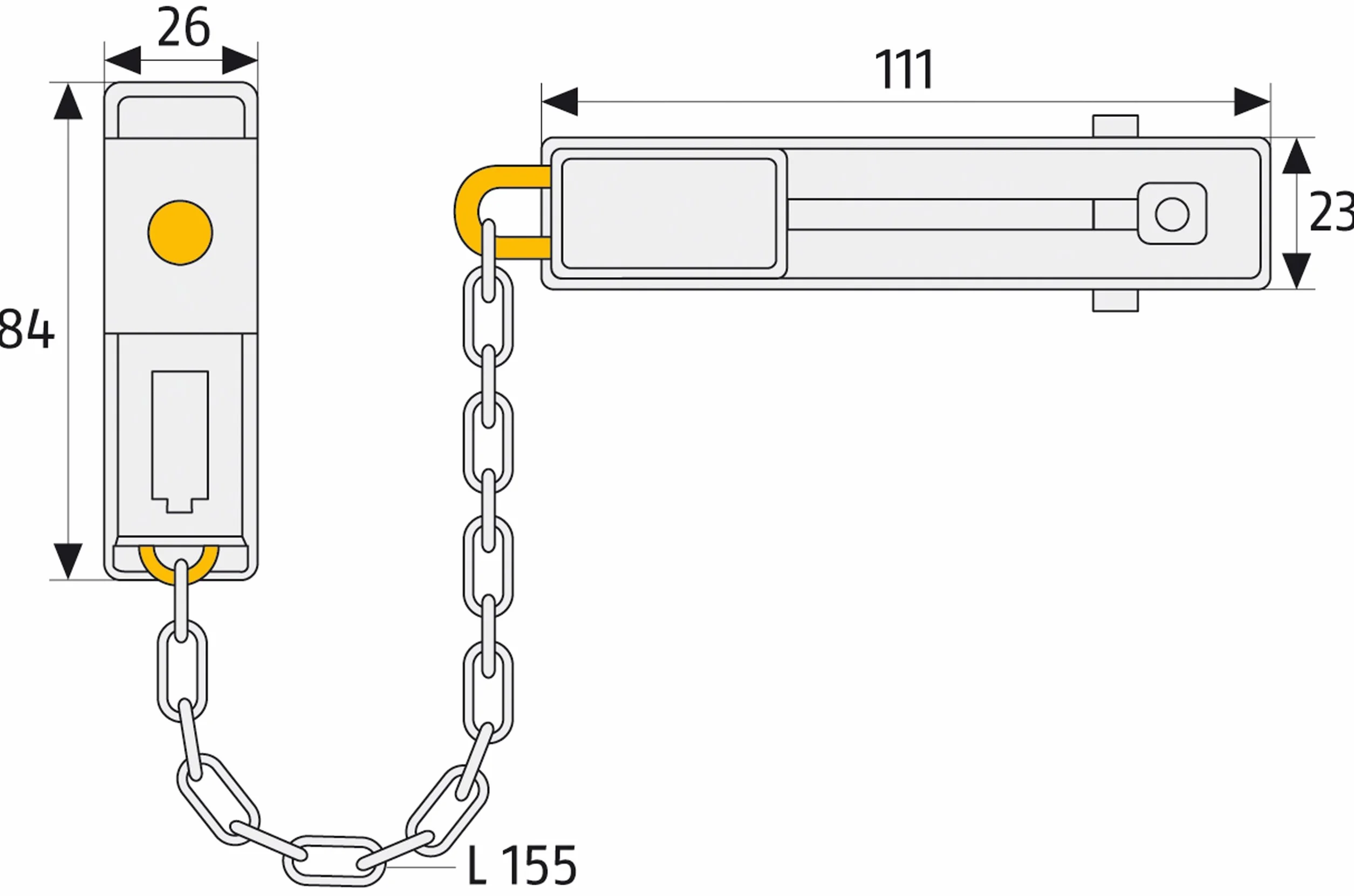 ABUS Catena di Sicurezza SK78 per Porta d'Ingresso - con Chiave | Catena temprata, cilindro a 4 perni girevole, blocco a molla per sicurezza bambini, adatta per porte destra e sinistra