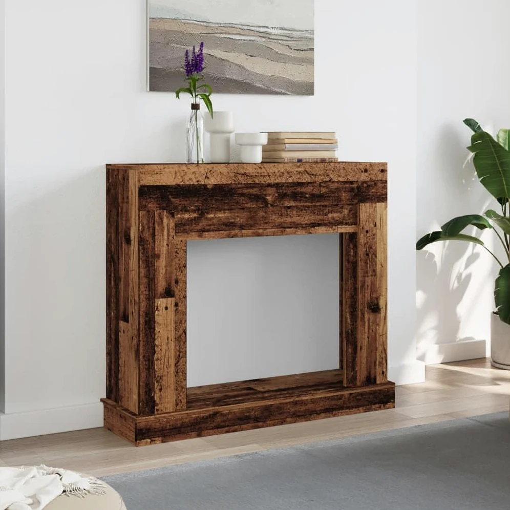 Cornice per camino effetto legno anticato, 100 x 30 x 87,5 cm, per caminetti elettrici con ripiano e supporto da parete, accessorio decorativo per camino per soggiorno e giardino