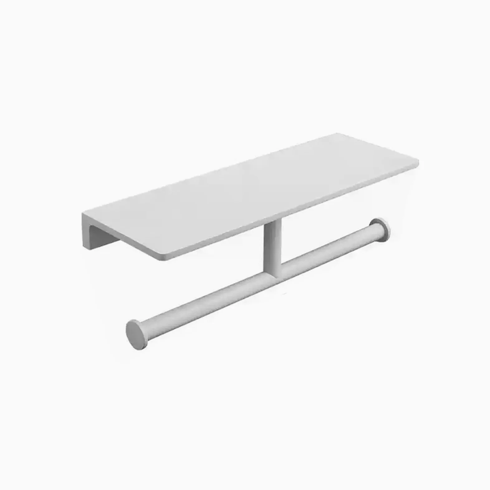 Portarotolo Doppio for Carta igienica con ripiano, portarotolo da Parete for Bagno, Dispenser for Carta igienica Commerciale in Ottone con ripiano for Telefono(White,30cm)