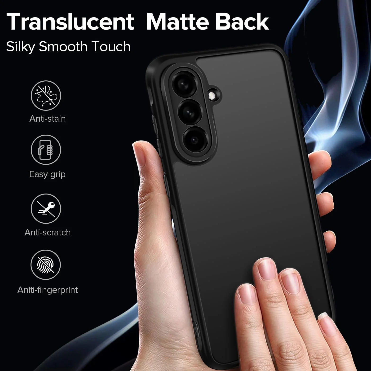 iVoler Cover Opaca per Samsung Galaxy A56 5G con 2 Pezzi Vetro Temperato, [Antiurto di Grado Militare] [Protezione Della Fotocamera] Custodia Traslucida Posteriore Sottile Anti-Impronte Case, Nero